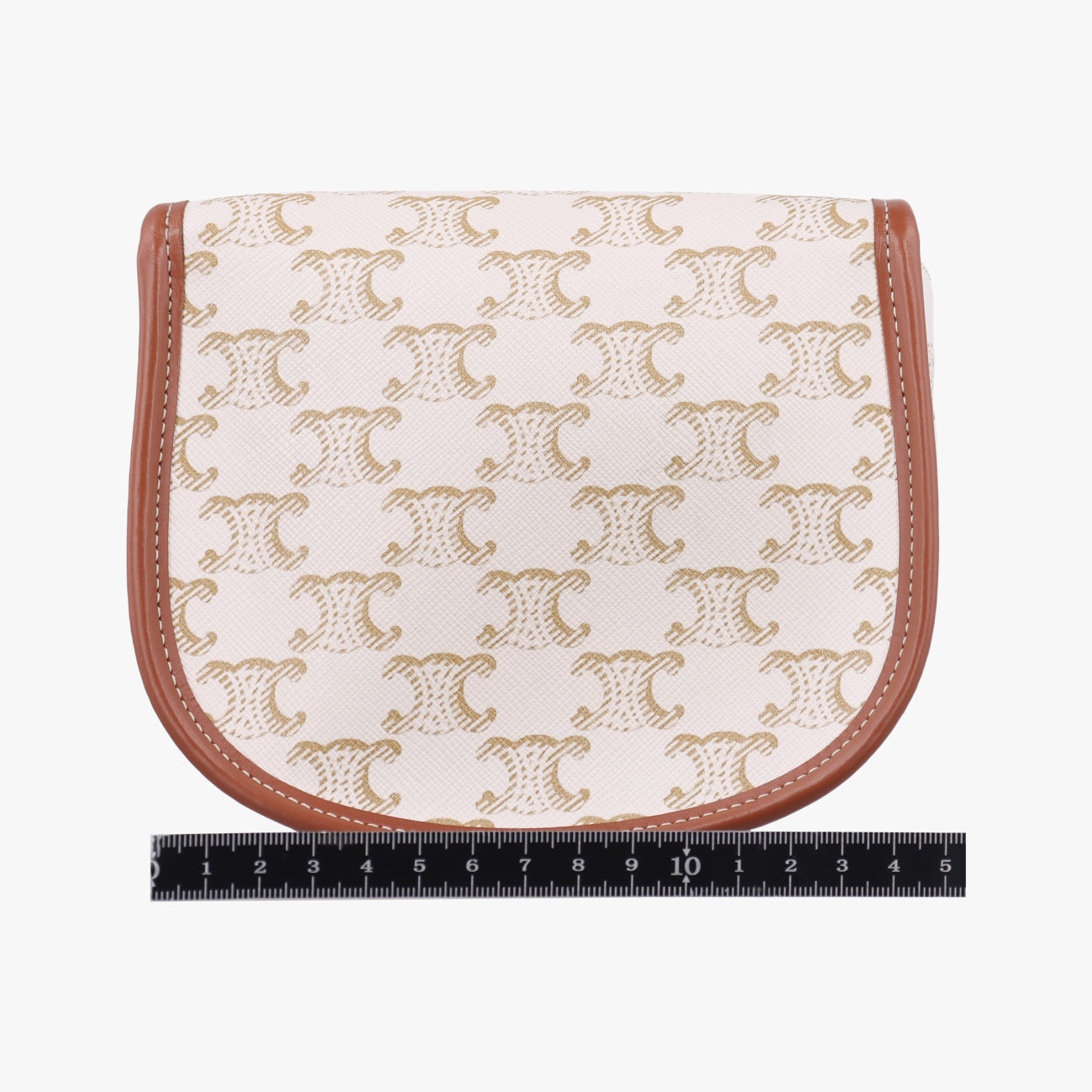 Pre-owned Celine Triomphe Mini Besace White×brown PVC coated canvas  shoulderbag | stylenewstar