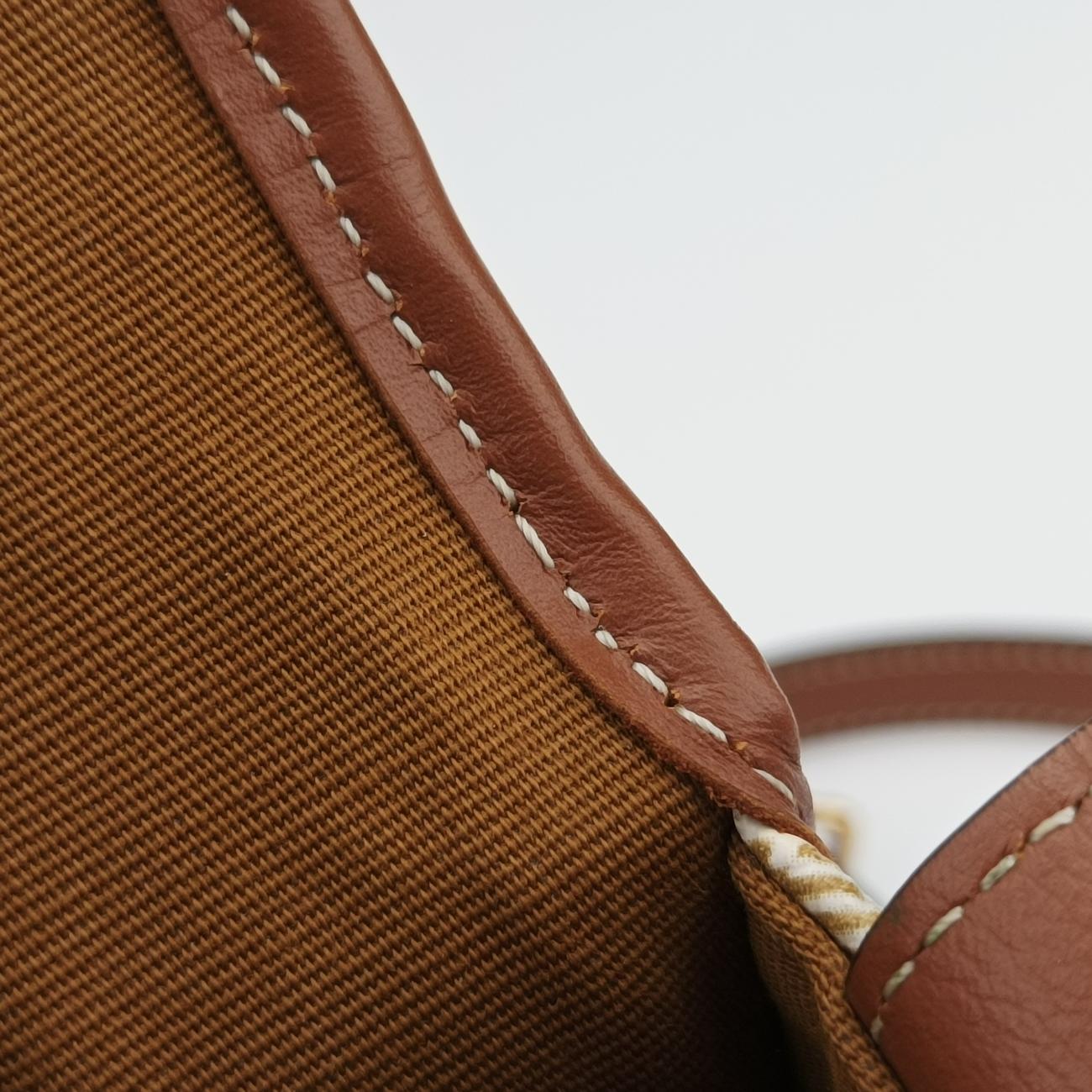 Pre-owned Celine Triomphe Mini Besace White×brown PVC coated canvas  shoulderbag | stylenewstar