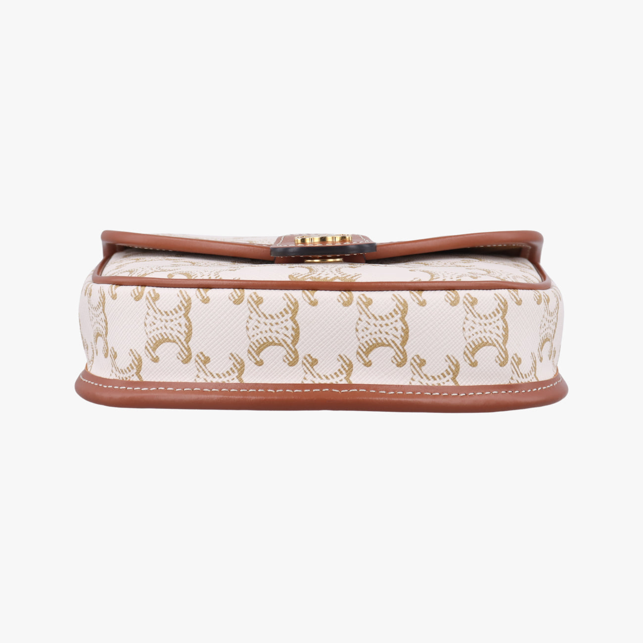 Pre-owned Celine Triomphe Mini Besace White×brown PVC coated canvas  shoulderbag | stylenewstar