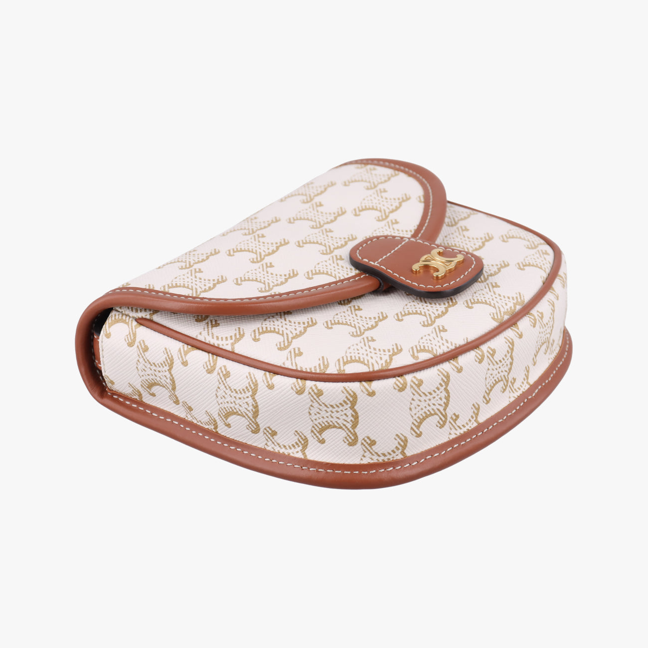 Pre-owned Celine Triomphe Mini Besace White×brown PVC coated canvas  shoulderbag | stylenewstar