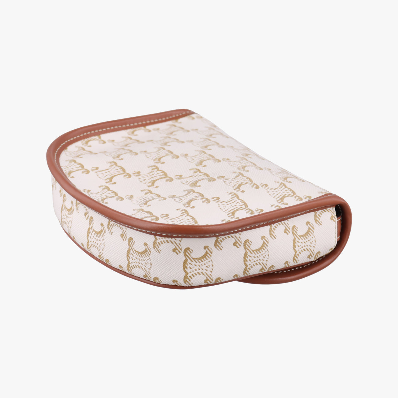 Pre-owned Celine Triomphe Mini Besace White×brown PVC coated canvas  shoulderbag | stylenewstar