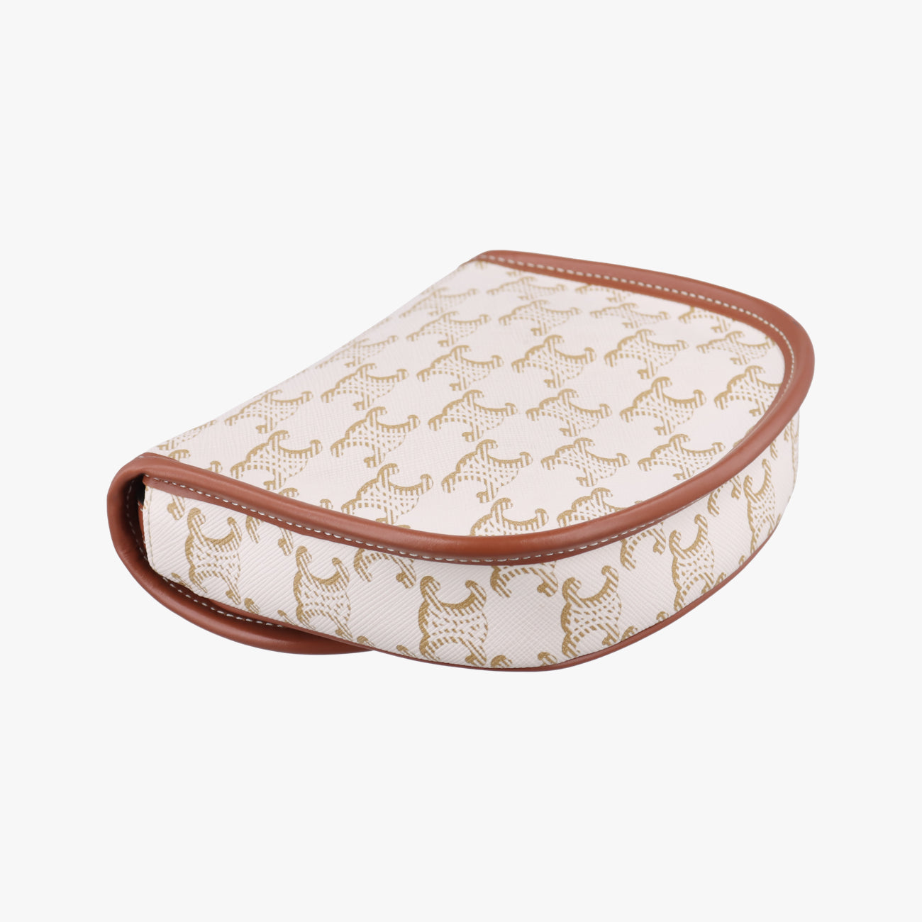 Pre-owned Celine Triomphe Mini Besace White×brown PVC coated canvas  shoulderbag | stylenewstar