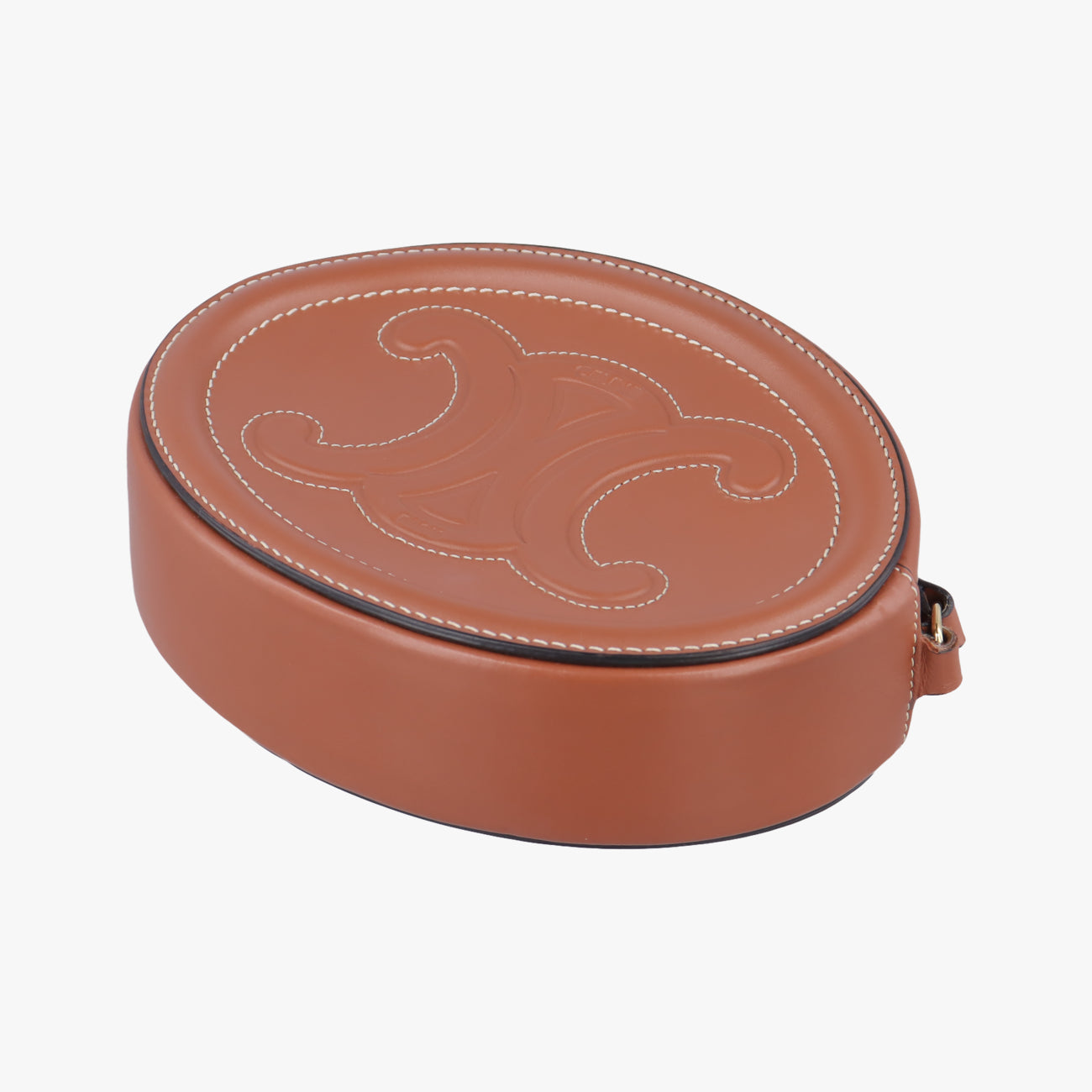 Pre-owned Celine Oval Purse Cuir Triomphe Brown Leather  shoulderbag | stylenewstar