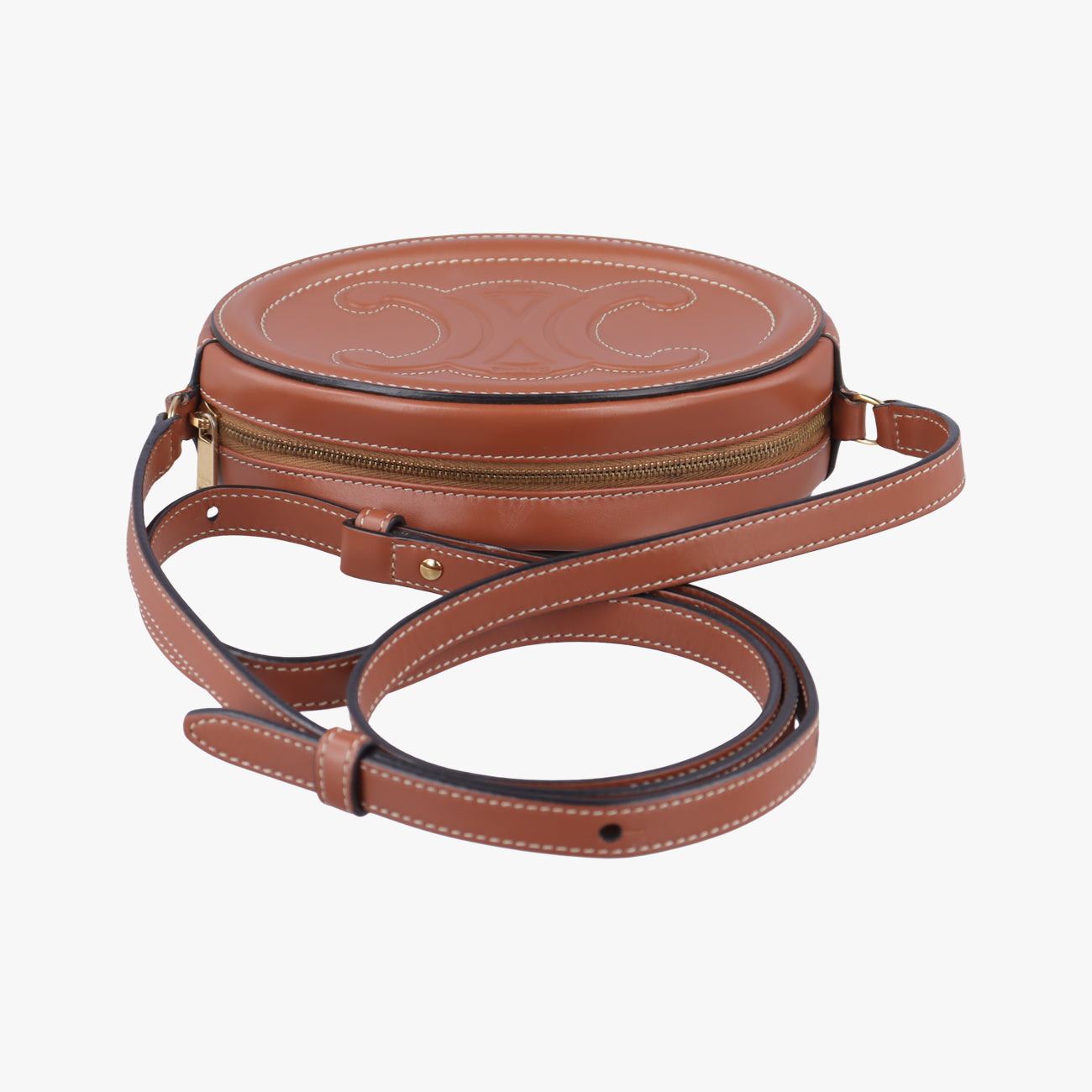 Pre-owned Celine Oval Purse Cuir Triomphe Brown Leather  shoulderbag | stylenewstar