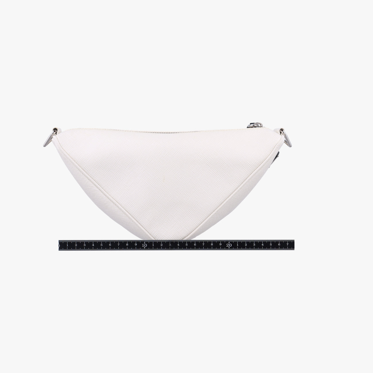 Pre-owned Prada Triangle Logo Plate White SAFFIANO Leather  shoulderbag | stylenewstar