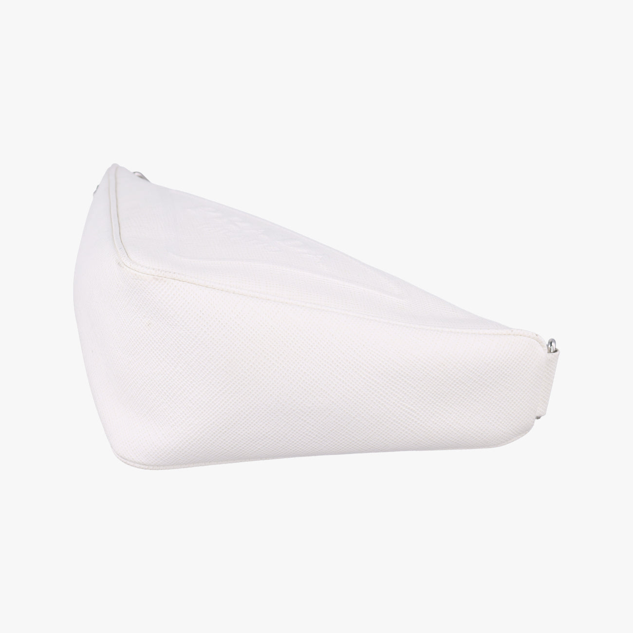 Pre-owned Prada Triangle Logo Plate White SAFFIANO Leather  shoulderbag | stylenewstar