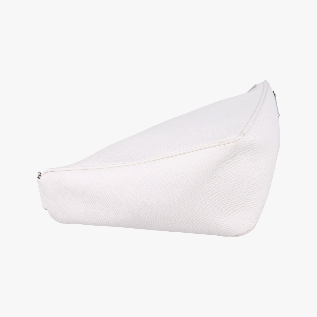 Pre-owned Prada Triangle Logo Plate White SAFFIANO Leather  shoulderbag | stylenewstar