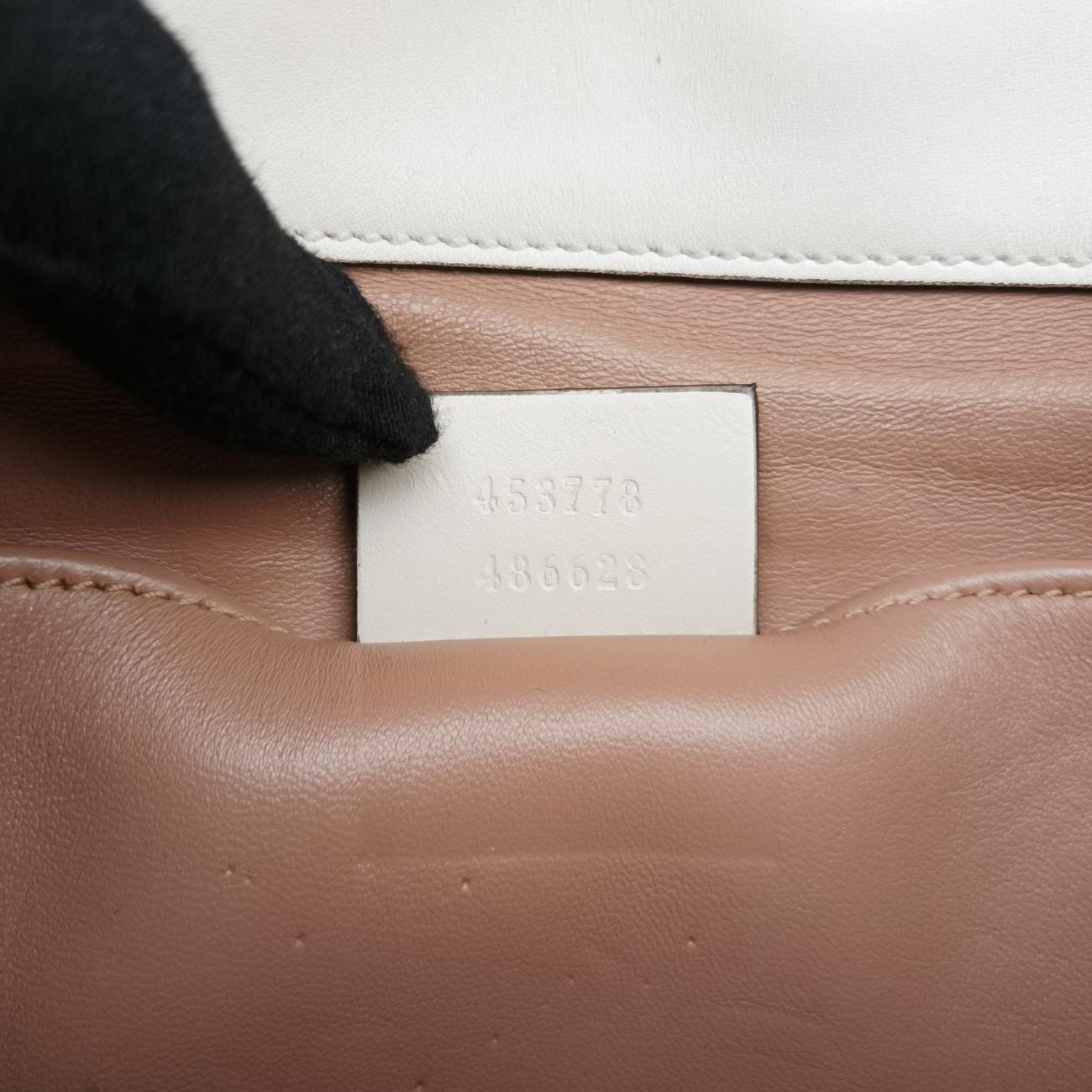 Pre-owned Gucci Broadway Pearl Bee White Leather 453778 shoulderbag | stylenewstar