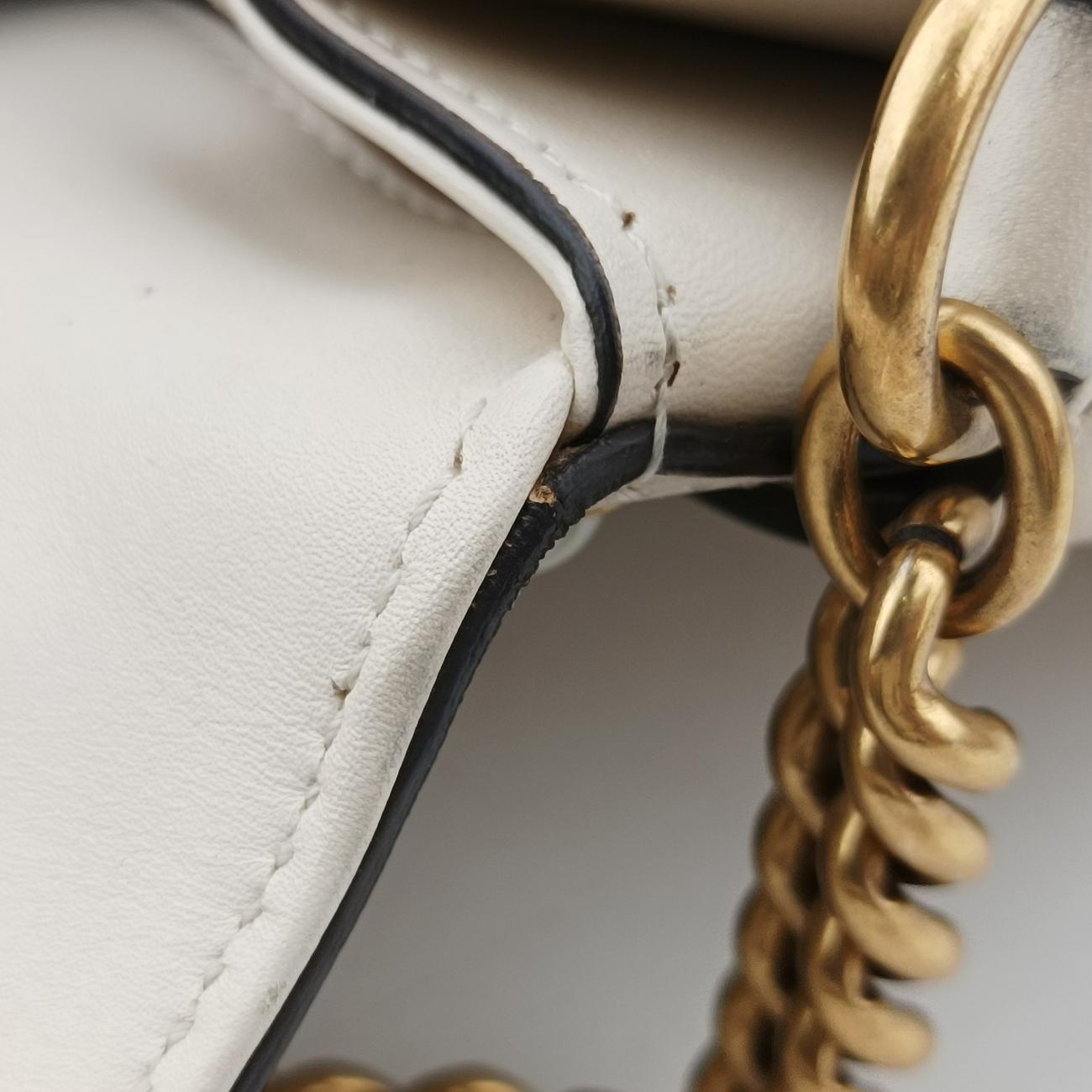 Pre-owned Gucci Broadway Pearl Bee White Leather 453778 shoulderbag | stylenewstar