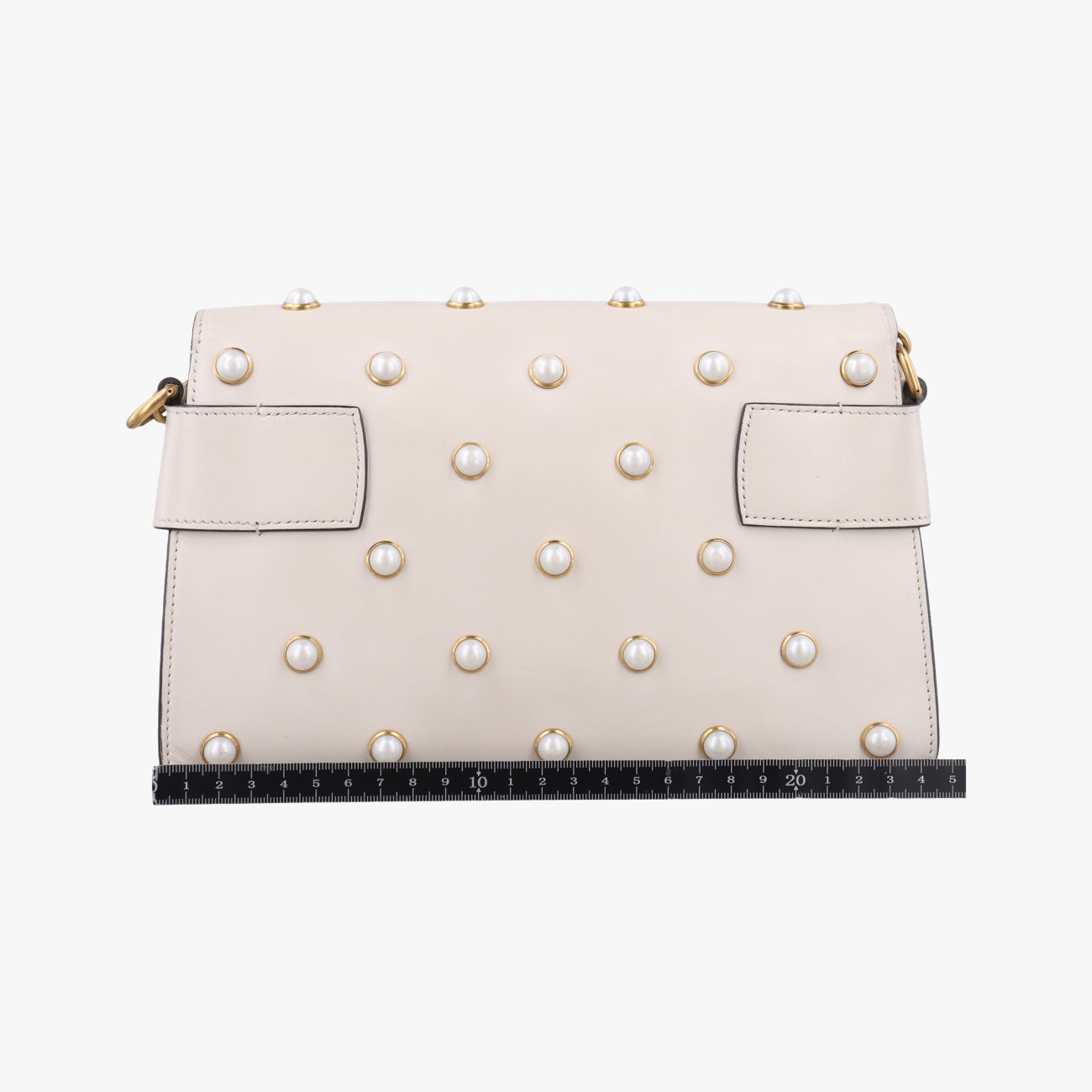 Pre-owned Gucci Broadway Pearl Bee White Leather 453778 shoulderbag | stylenewstar