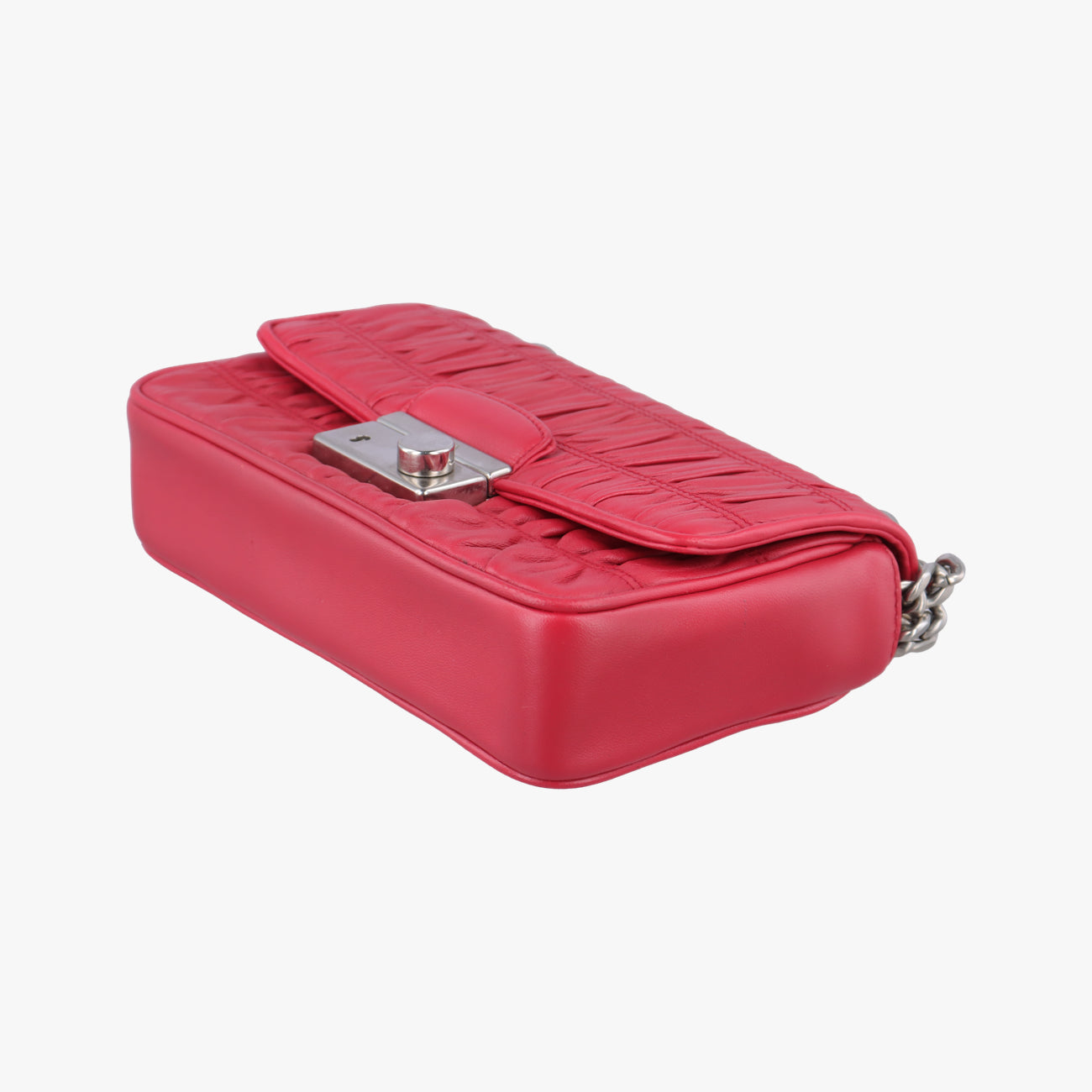 Pre-owned Prada Nappa Gaufre Sound Lock Red lambskin 1BD139 shoulderbag | stylenewstar