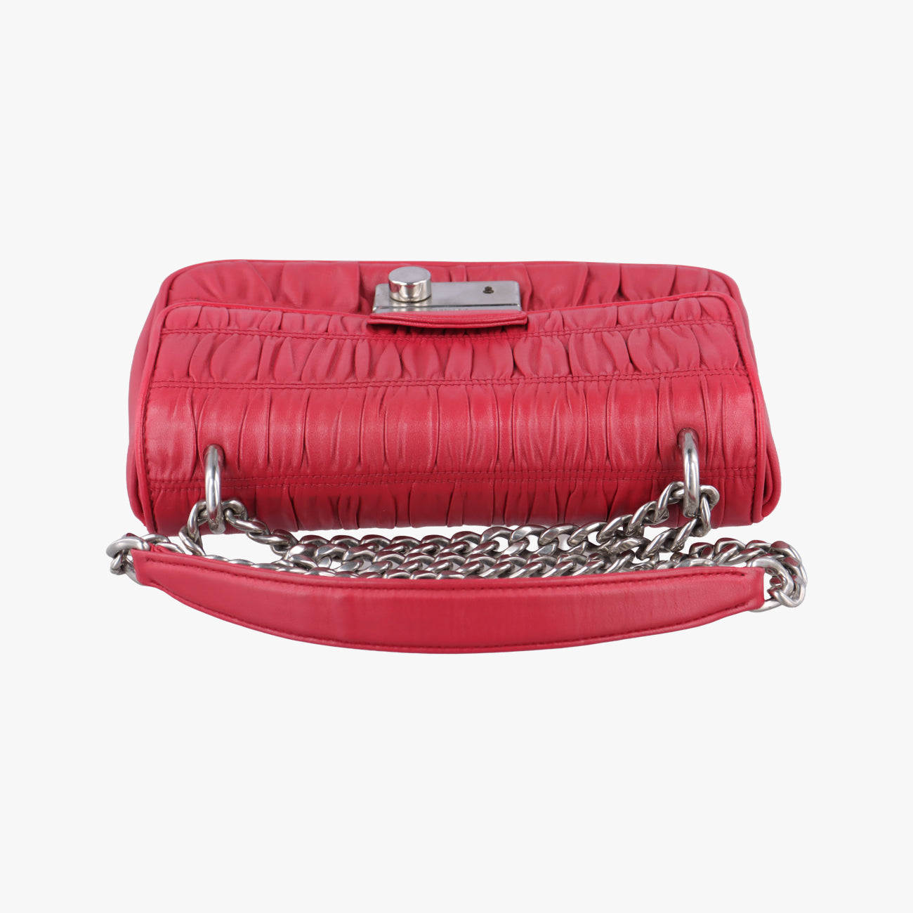 Pre-owned Prada Nappa Gaufre Sound Lock Red lambskin 1BD139 shoulderbag | stylenewstar