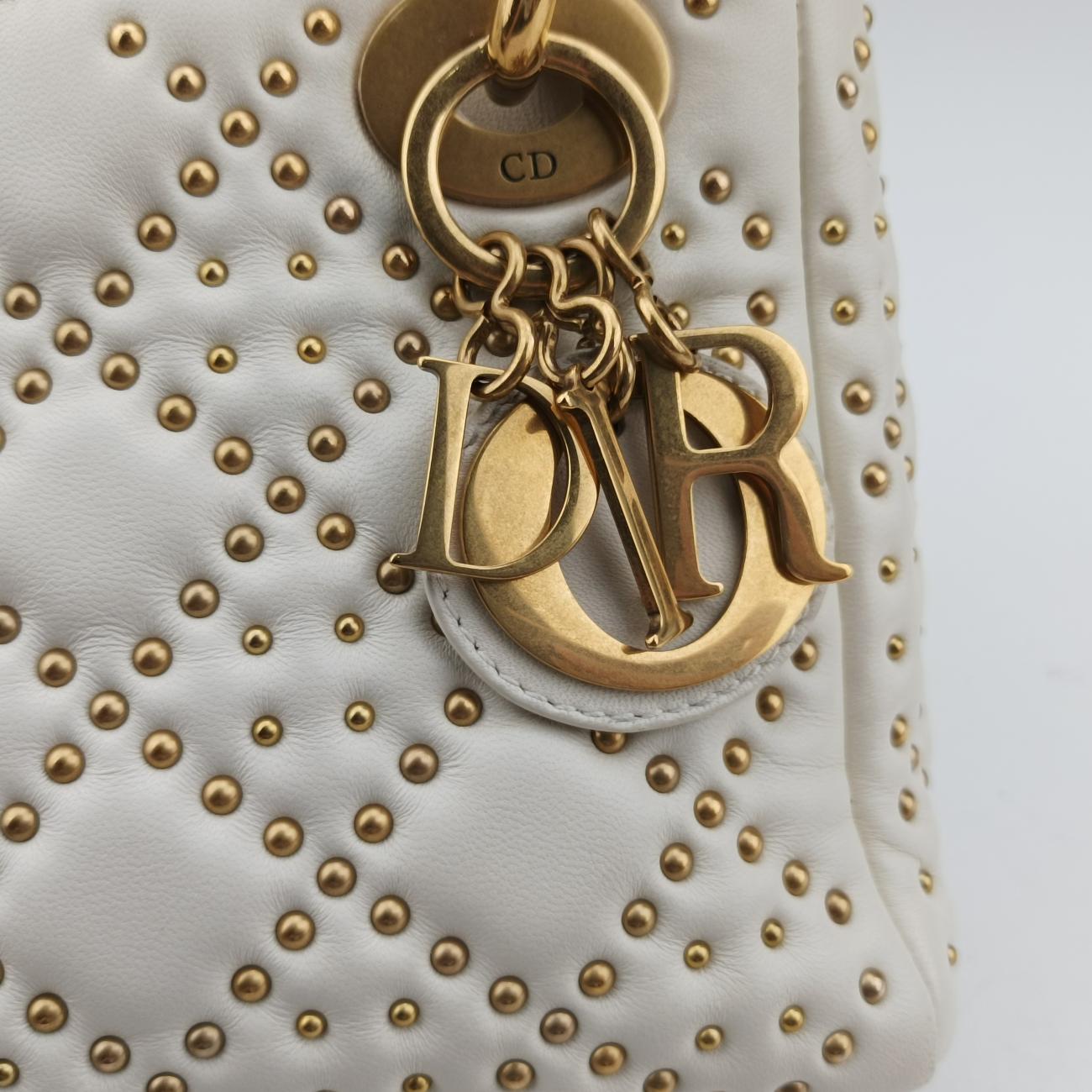 Pre-owned Christian Dior Lady Dior White Leather  shoulderbag | stylenewstar