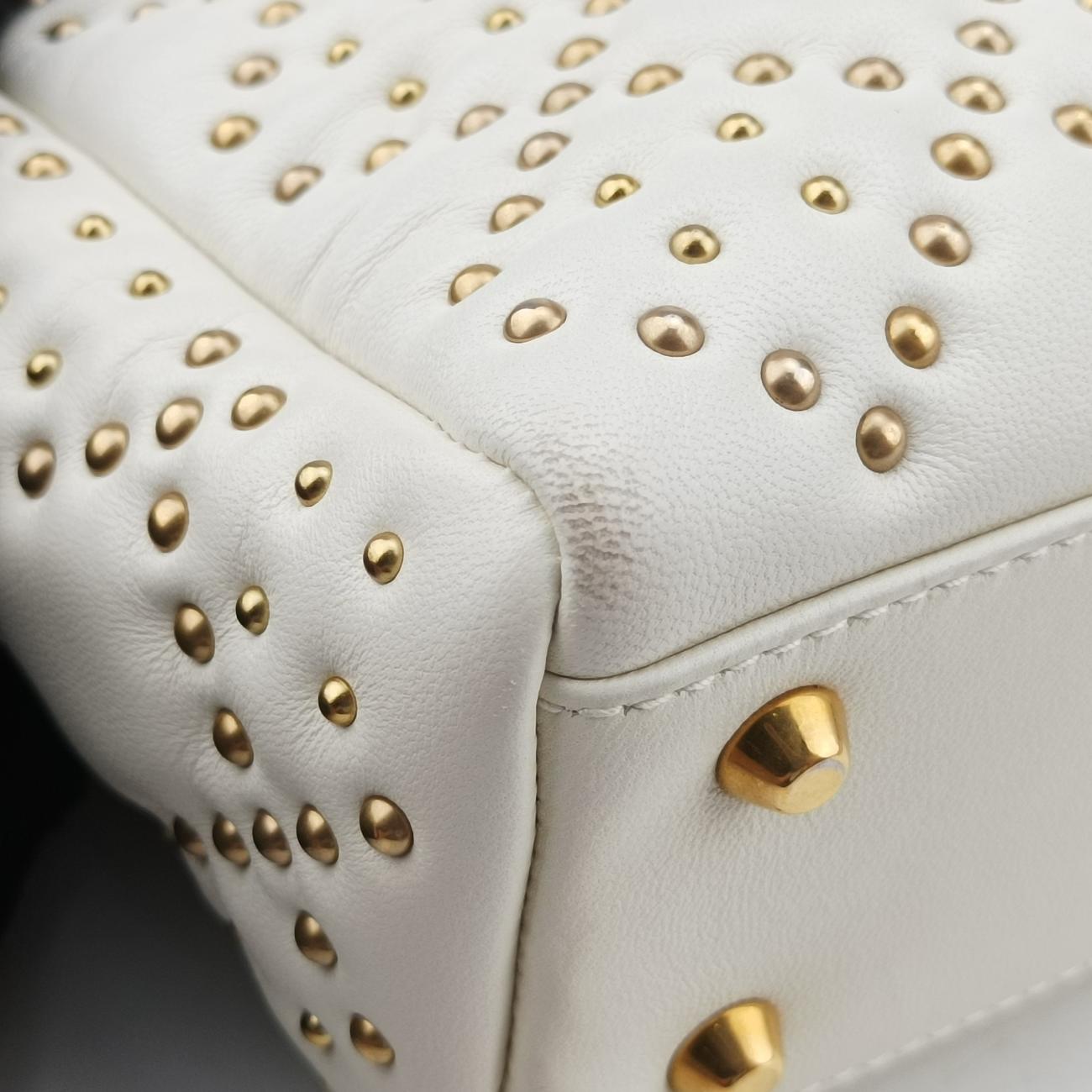 Pre-owned Christian Dior Lady Dior White Leather  shoulderbag | stylenewstar