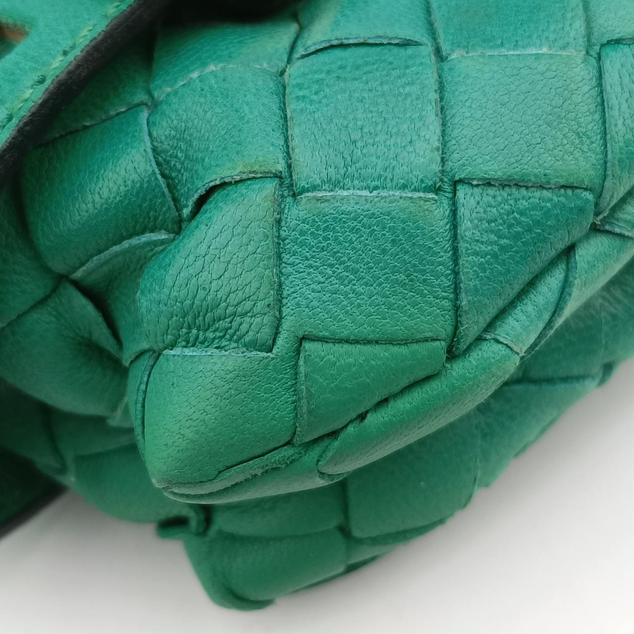 Pre-owned Bottega Veneta Intrecciato Green lambskin  shoulderbag | stylenewstar