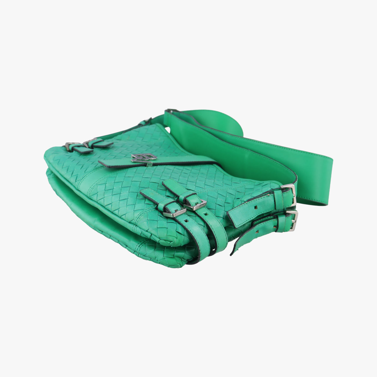 Pre-owned Bottega Veneta Intrecciato Green lambskin  shoulderbag | stylenewstar