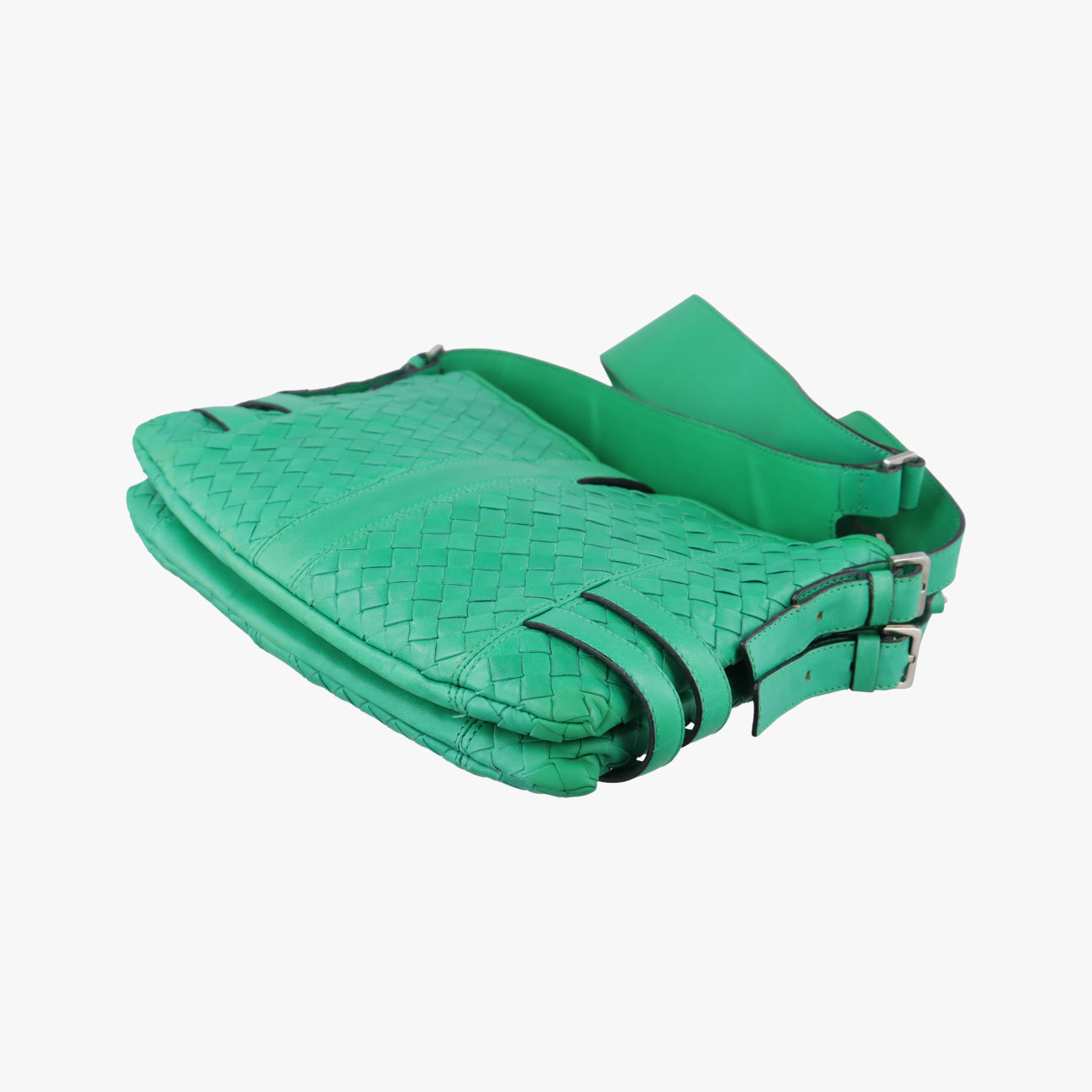 Pre-owned Bottega Veneta Intrecciato Green lambskin  shoulderbag | stylenewstar