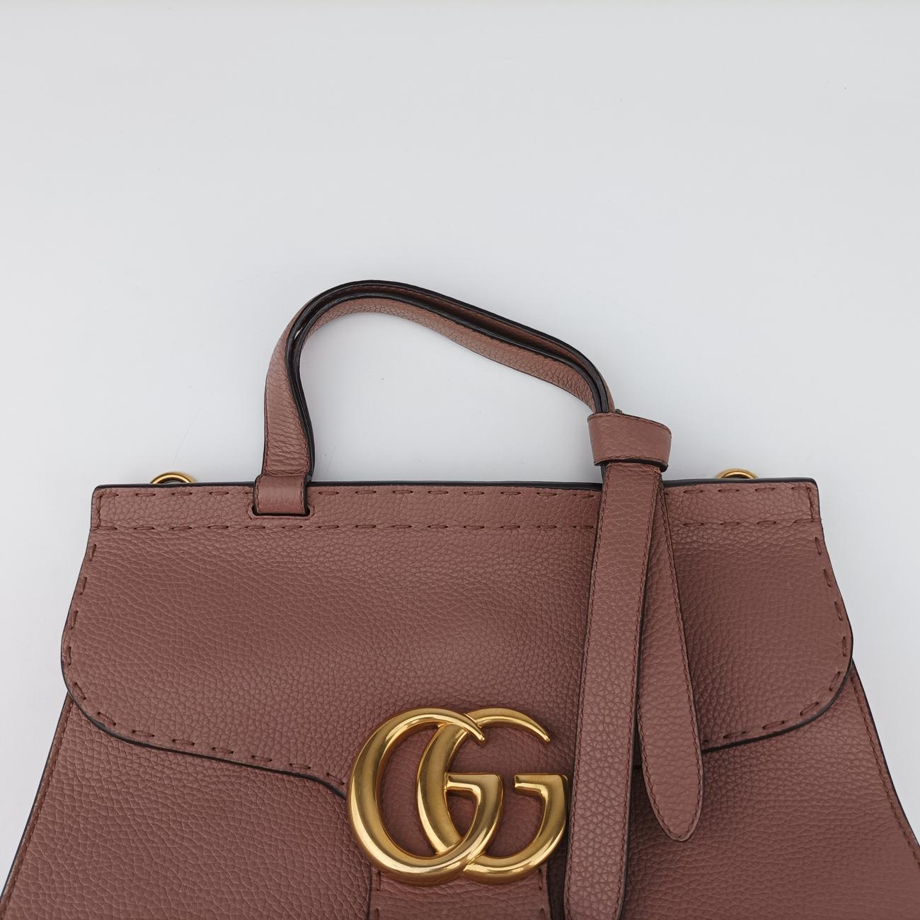 Pre-owned Gucci GG Marmont Pink Leather 421890 shoulderbag | stylenewstar