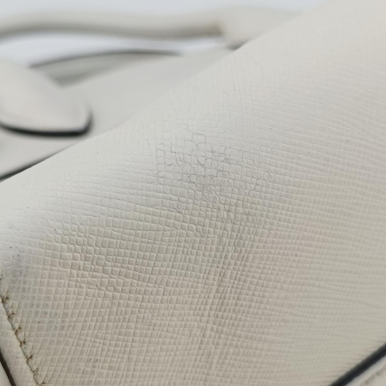 Pre-owned Prada Esplanade White SAFFIANO Leather 1BA045 shoulderbag | stylenewstar