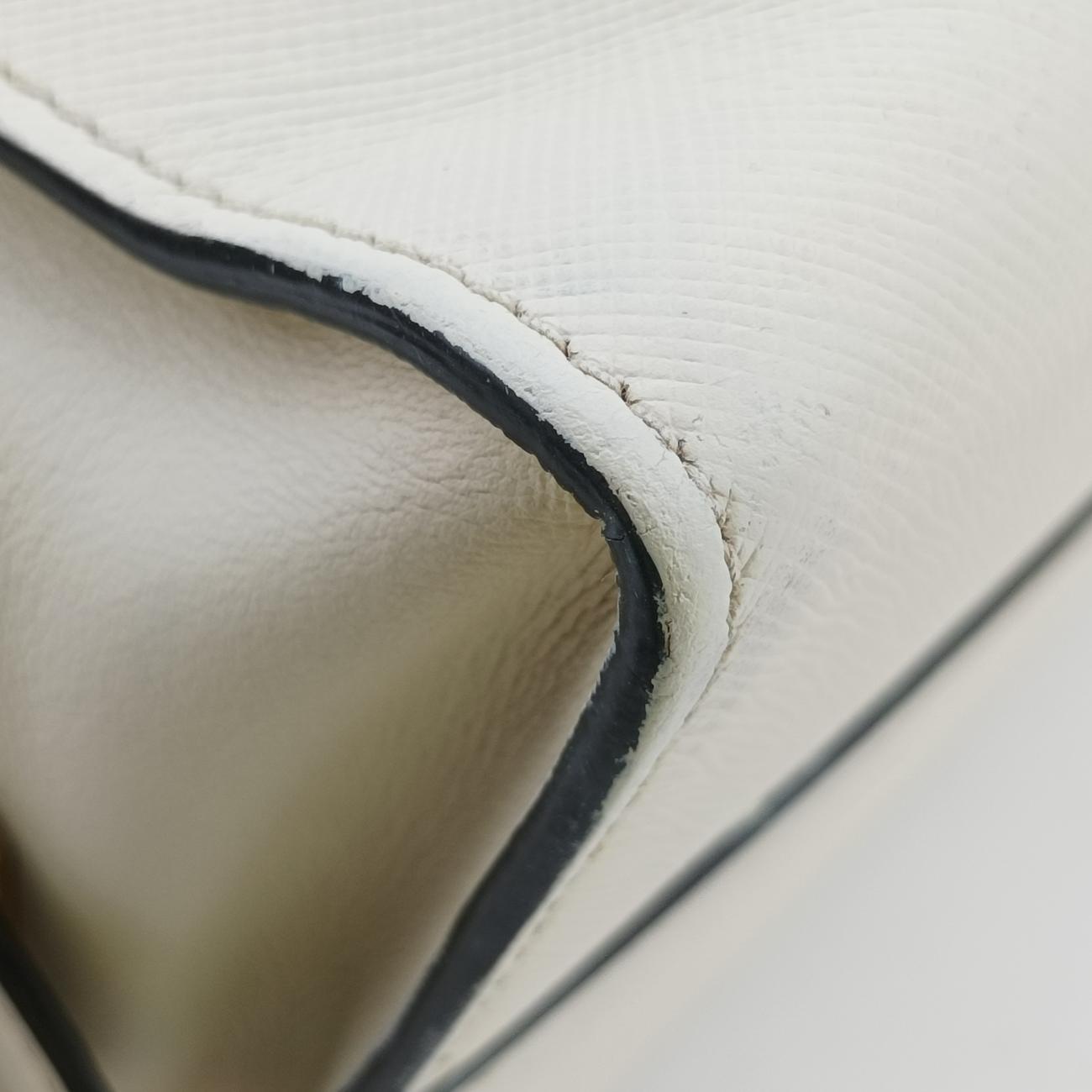 Pre-owned Prada Esplanade White SAFFIANO Leather 1BA045 shoulderbag | stylenewstar