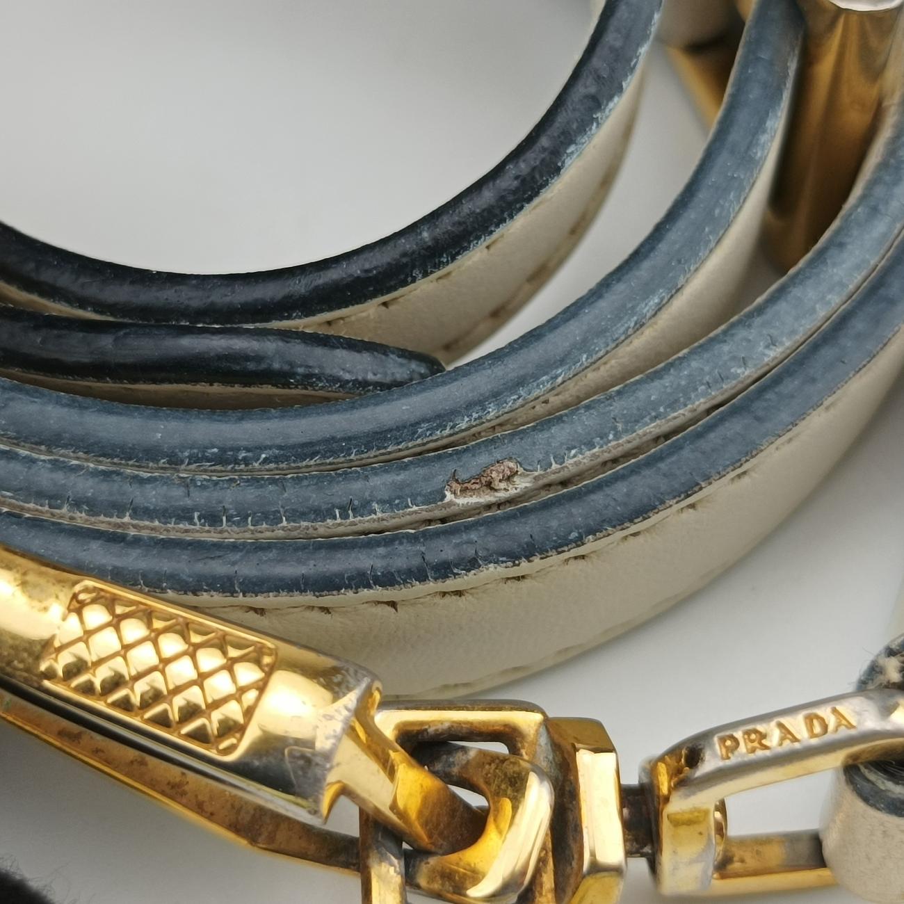 Pre-owned Prada Esplanade White SAFFIANO Leather 1BA045 shoulderbag | stylenewstar