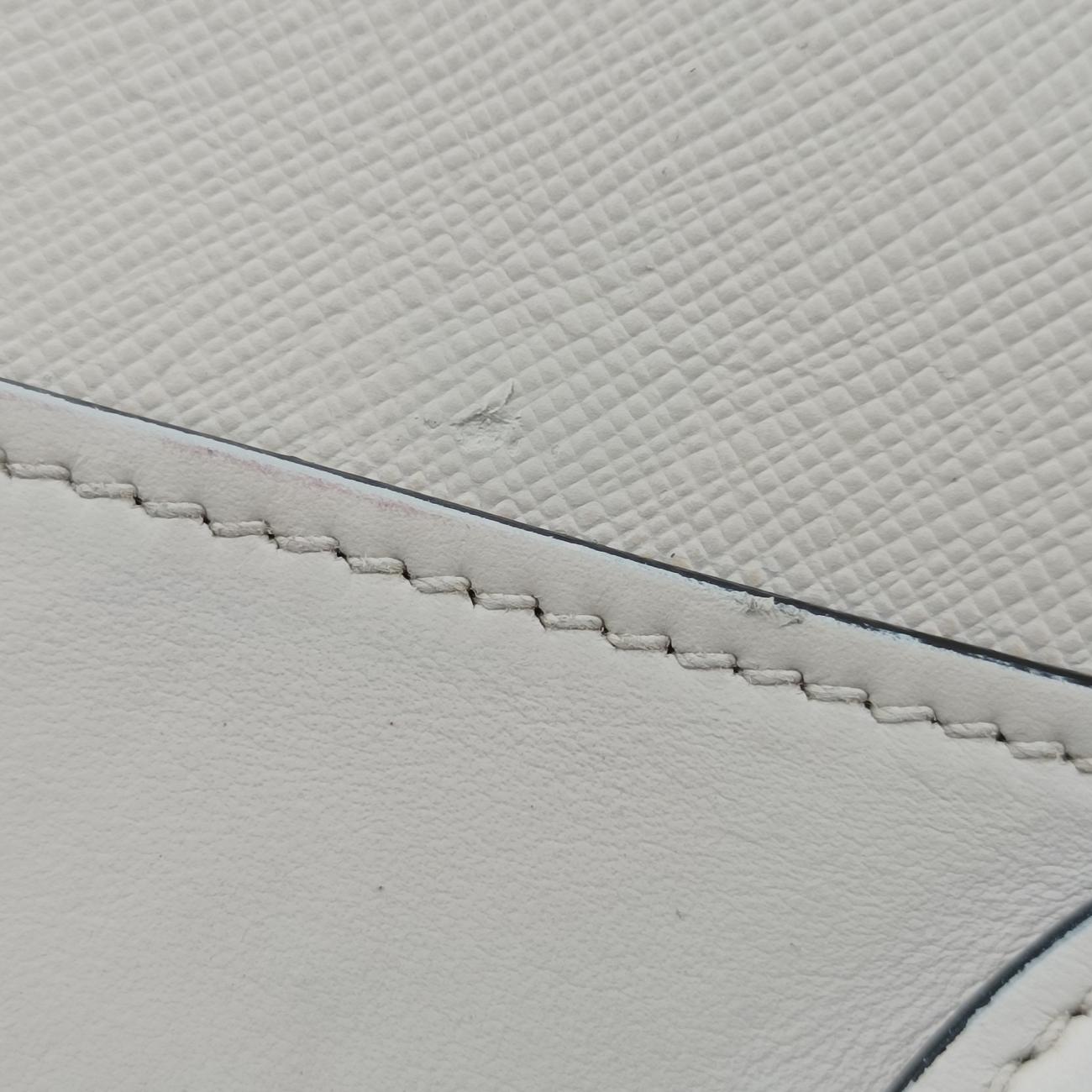 Pre-owned Prada Esplanade White SAFFIANO Leather 1BA045 shoulderbag | stylenewstar