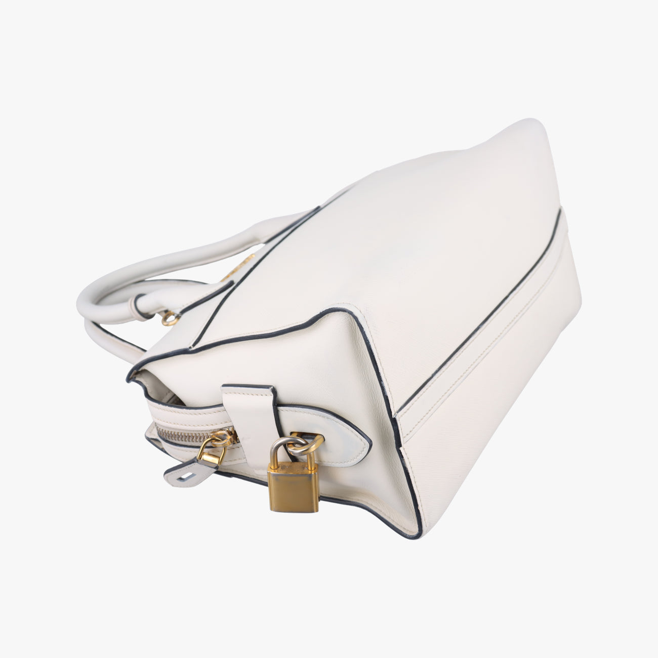 Pre-owned Prada Esplanade White SAFFIANO Leather 1BA045 shoulderbag | stylenewstar