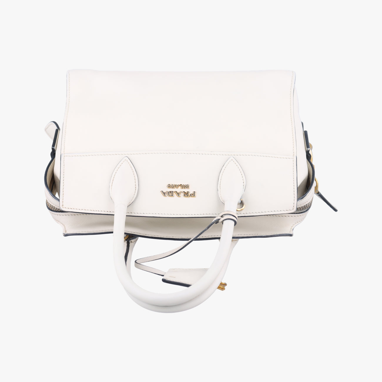 Pre-owned Prada Esplanade White SAFFIANO Leather 1BA045 shoulderbag | stylenewstar