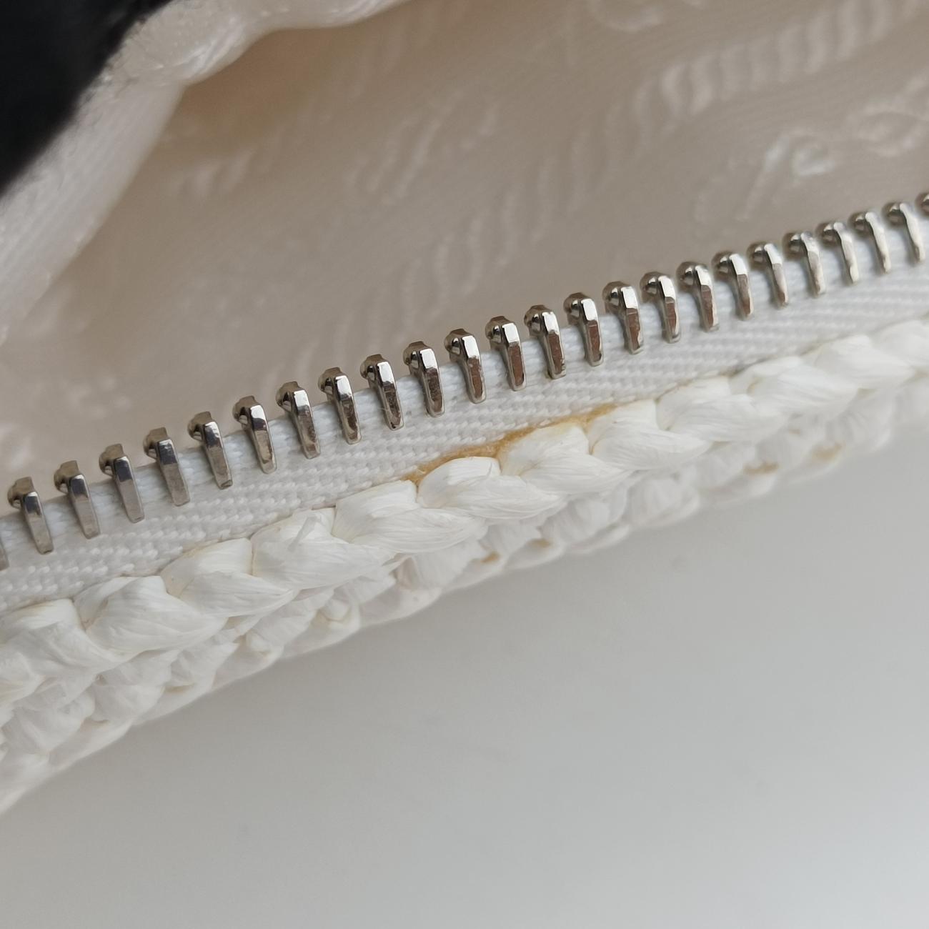 Pre-owned Prada Triangle Logo White Straw  shoulderbag | stylenewstar