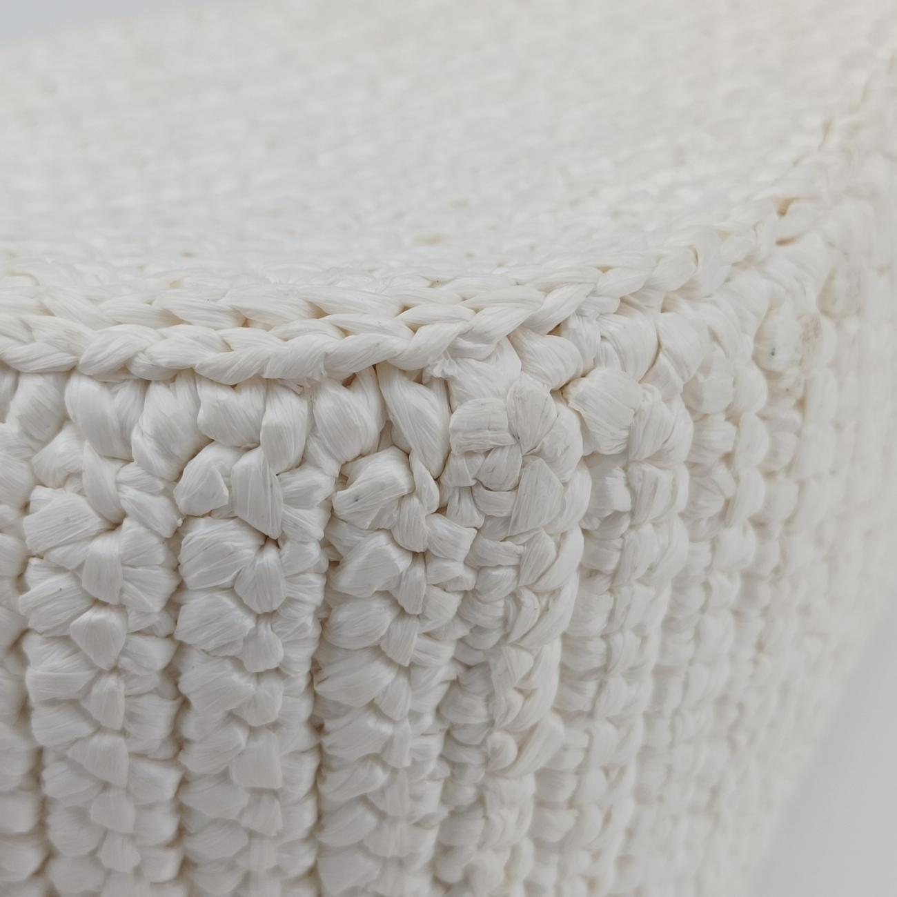 Pre-owned Prada Triangle Logo White Straw  shoulderbag | stylenewstar