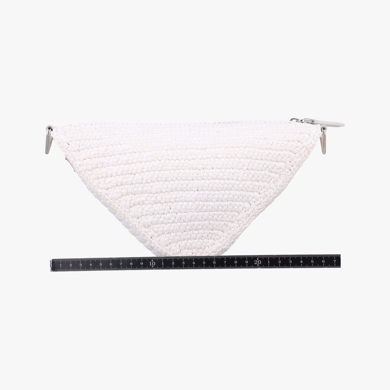 Pre-owned Prada Triangle Logo White Straw  shoulderbag | stylenewstar