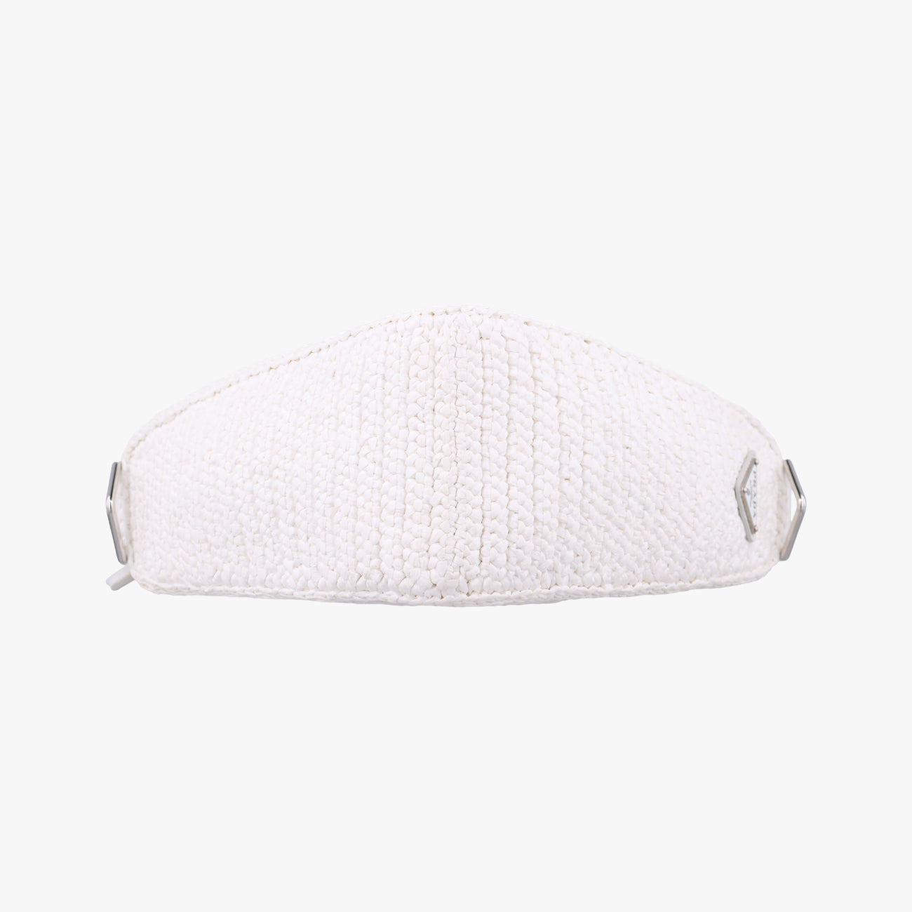 Pre-owned Prada Triangle Logo White Straw  shoulderbag | stylenewstar