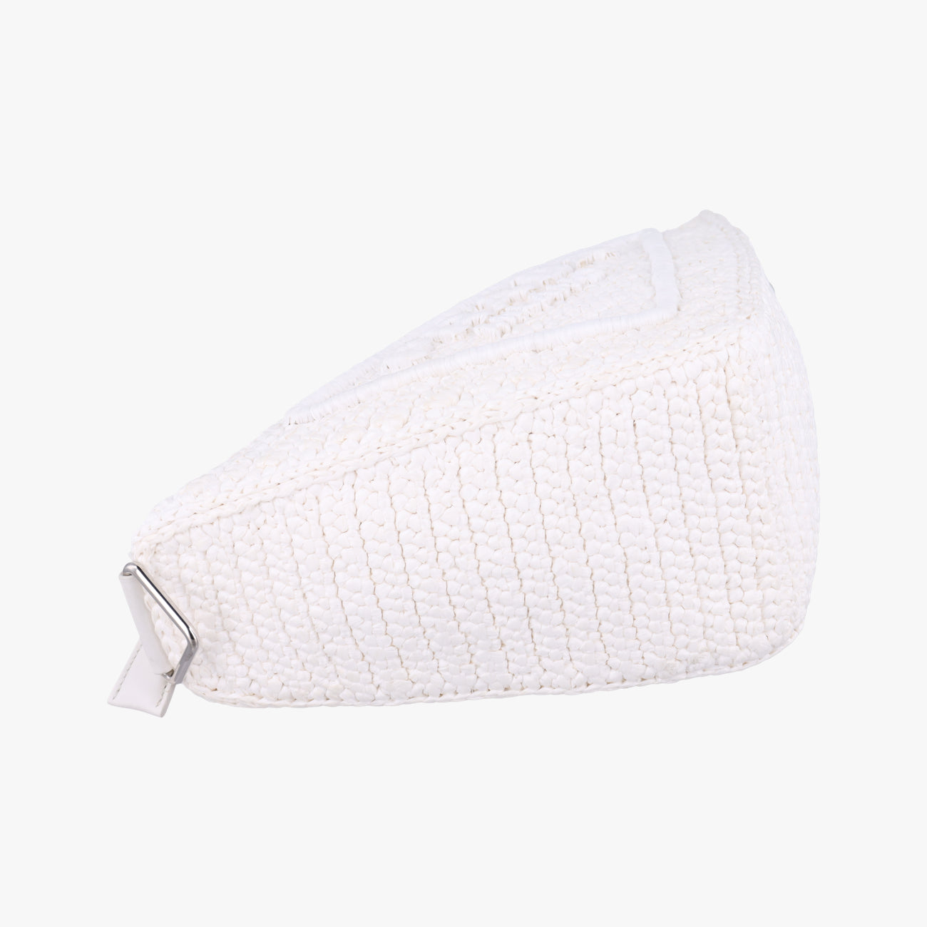 Pre-owned Prada Triangle Logo White Straw  shoulderbag | stylenewstar