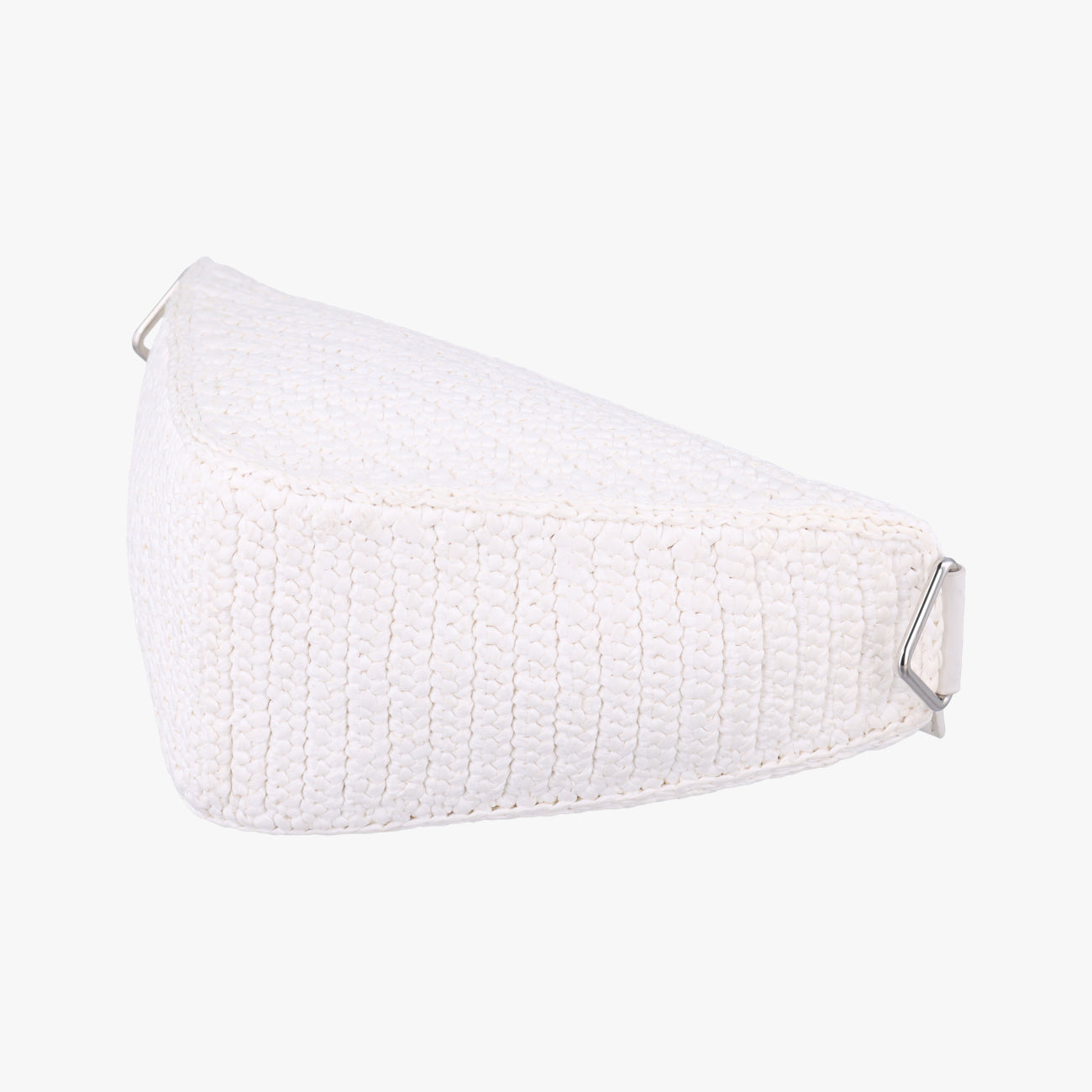 Pre-owned Prada Triangle Logo White Straw  shoulderbag | stylenewstar