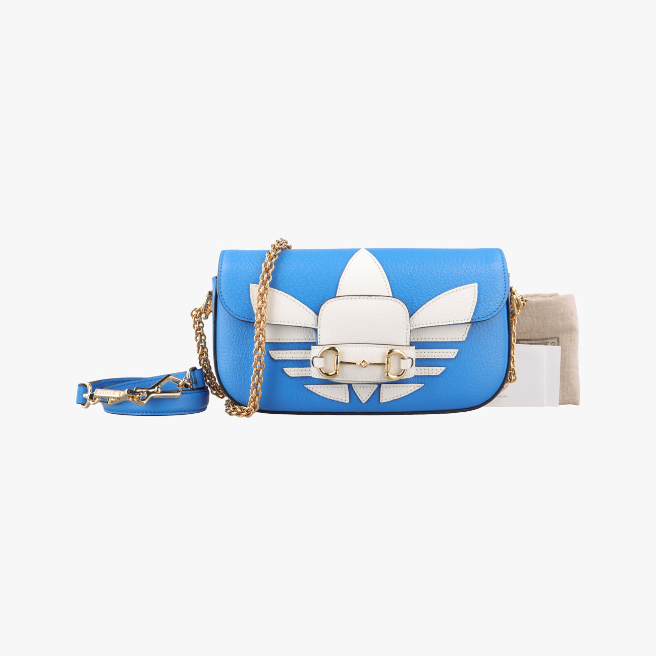 Pre-owned Gucci Adidas collaboration Horsebit Blue×white Leather 722009 shoulderbag | stylenewstar