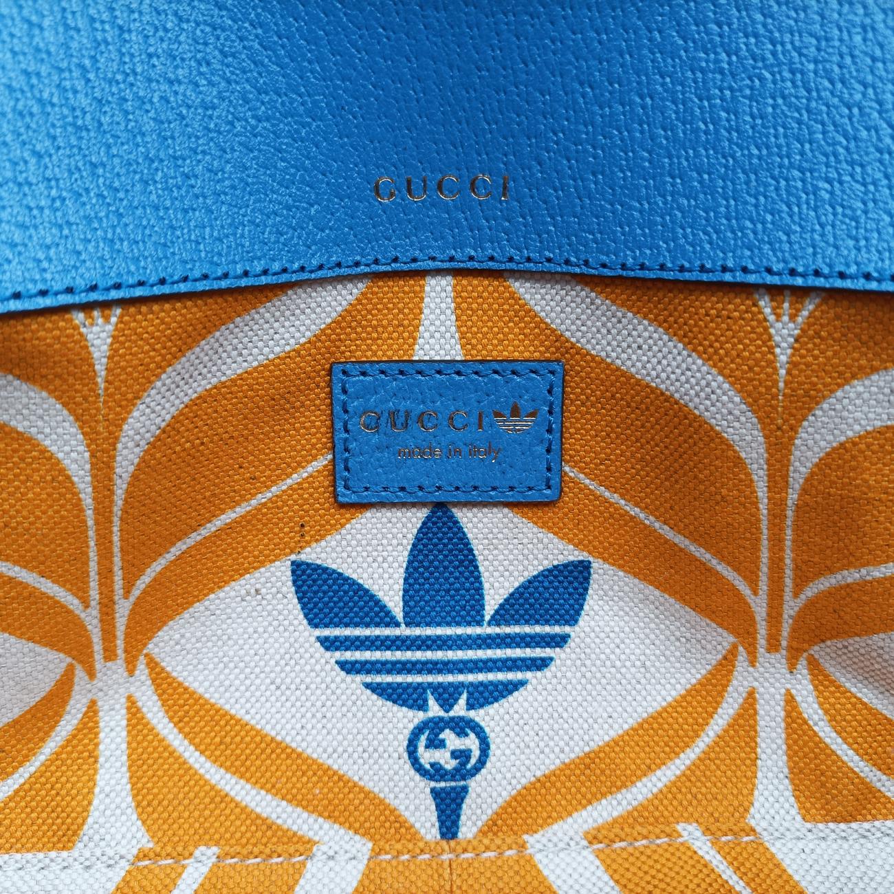 Pre-owned Gucci Adidas collaboration Horsebit Blue×white Leather 722009 shoulderbag | stylenewstar