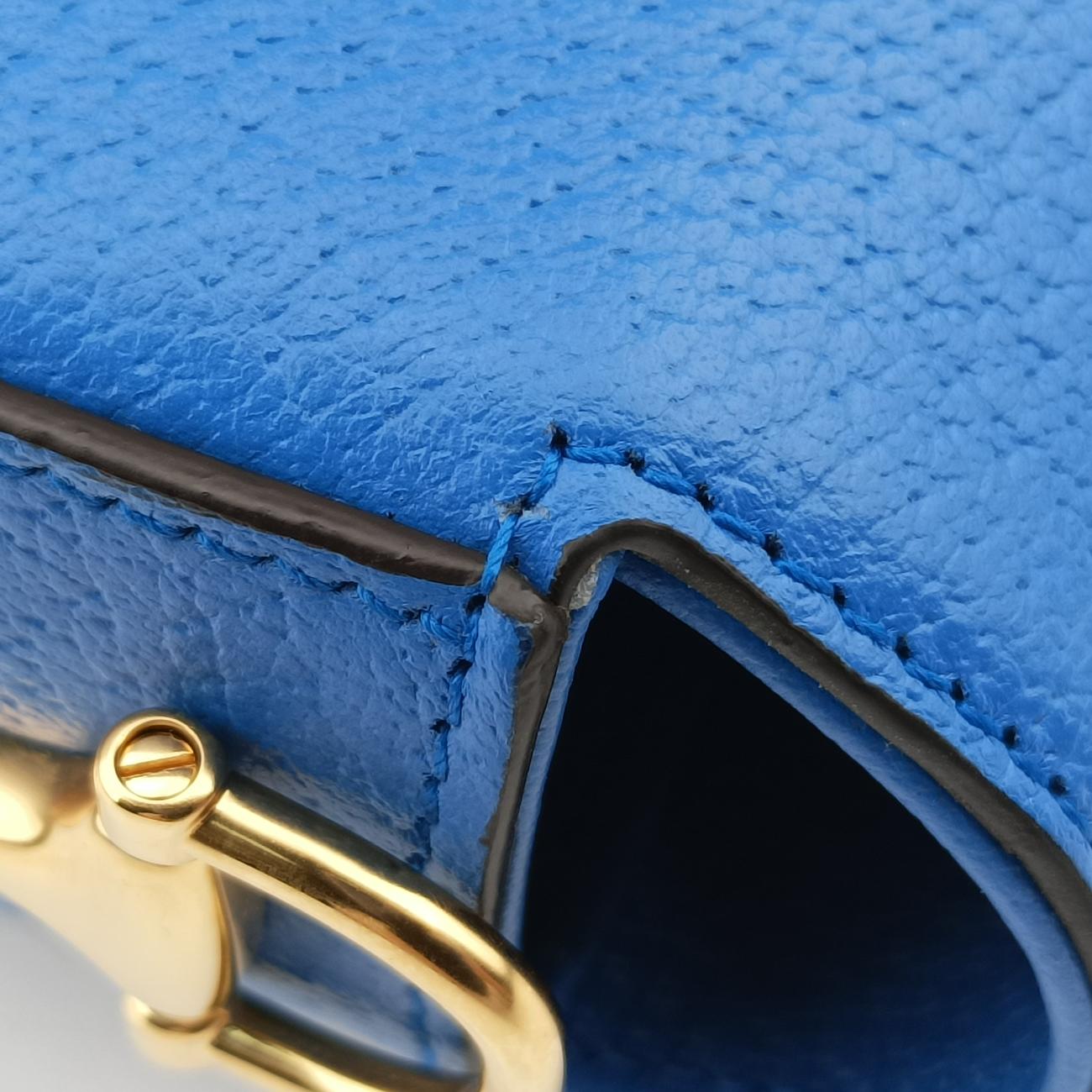 Pre-owned Gucci Adidas collaboration Horsebit Blue×white Leather 722009 shoulderbag | stylenewstar