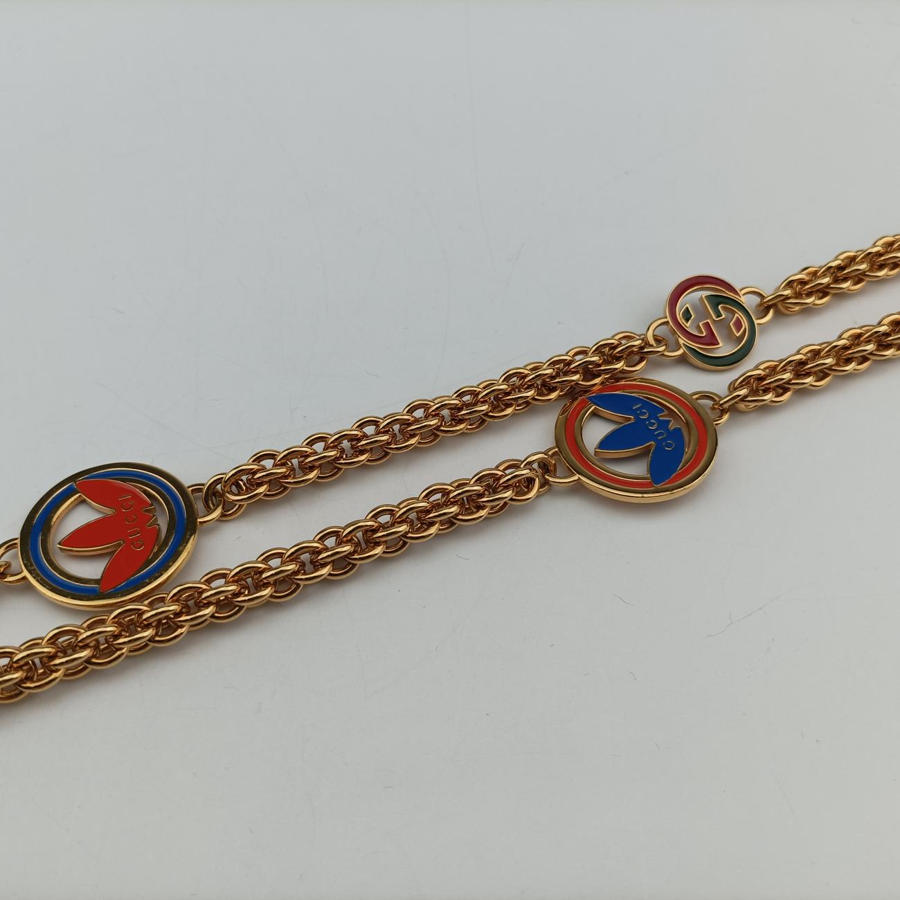 Pre-owned Gucci Adidas collaboration Horsebit Blue×white Leather 722009 shoulderbag | stylenewstar