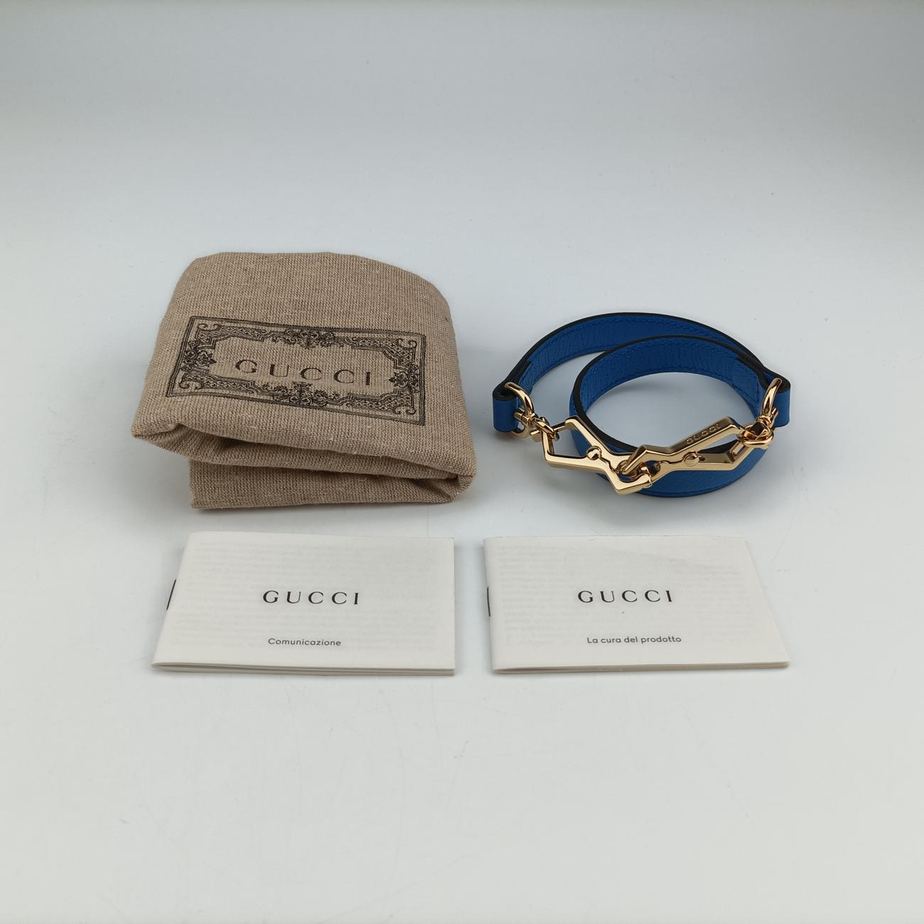 Pre-owned Gucci Adidas collaboration Horsebit Blue×white Leather 722009 shoulderbag | stylenewstar