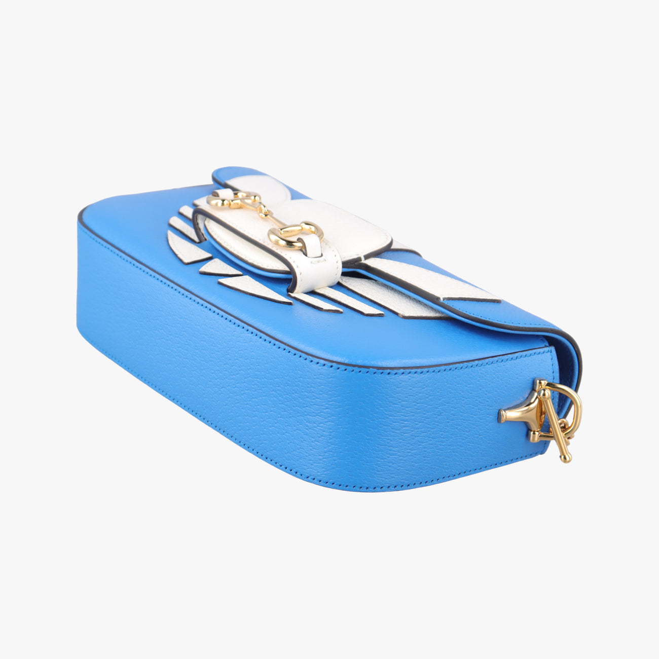 Pre-owned Gucci Adidas collaboration Horsebit Blue×white Leather 722009 shoulderbag | stylenewstar