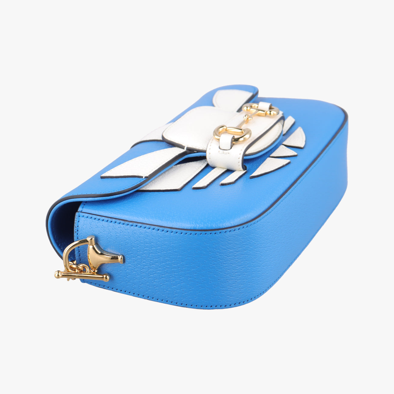 Pre-owned Gucci Adidas collaboration Horsebit Blue×white Leather 722009 shoulderbag | stylenewstar