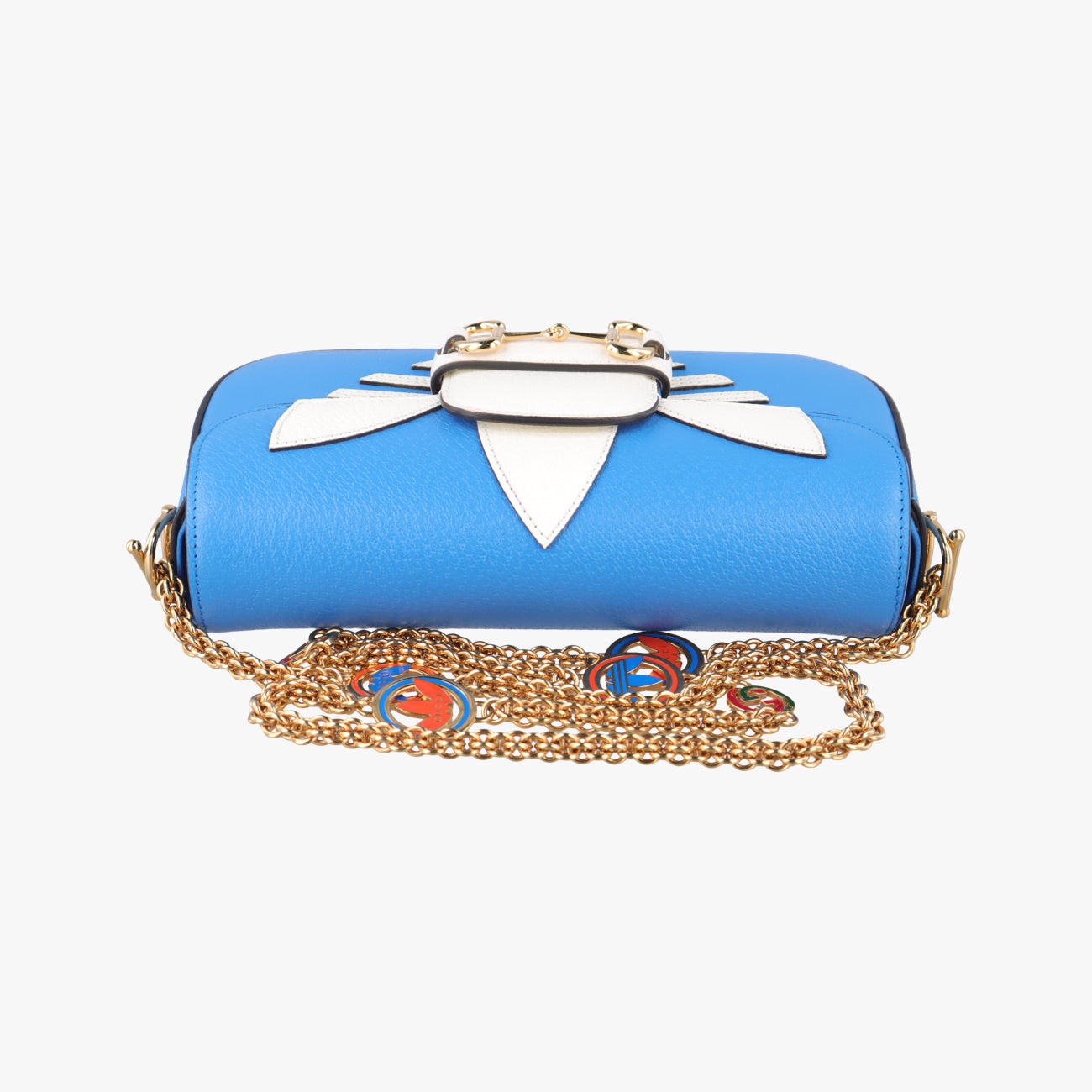 Pre-owned Gucci Adidas collaboration Horsebit Blue×white Leather 722009 shoulderbag | stylenewstar