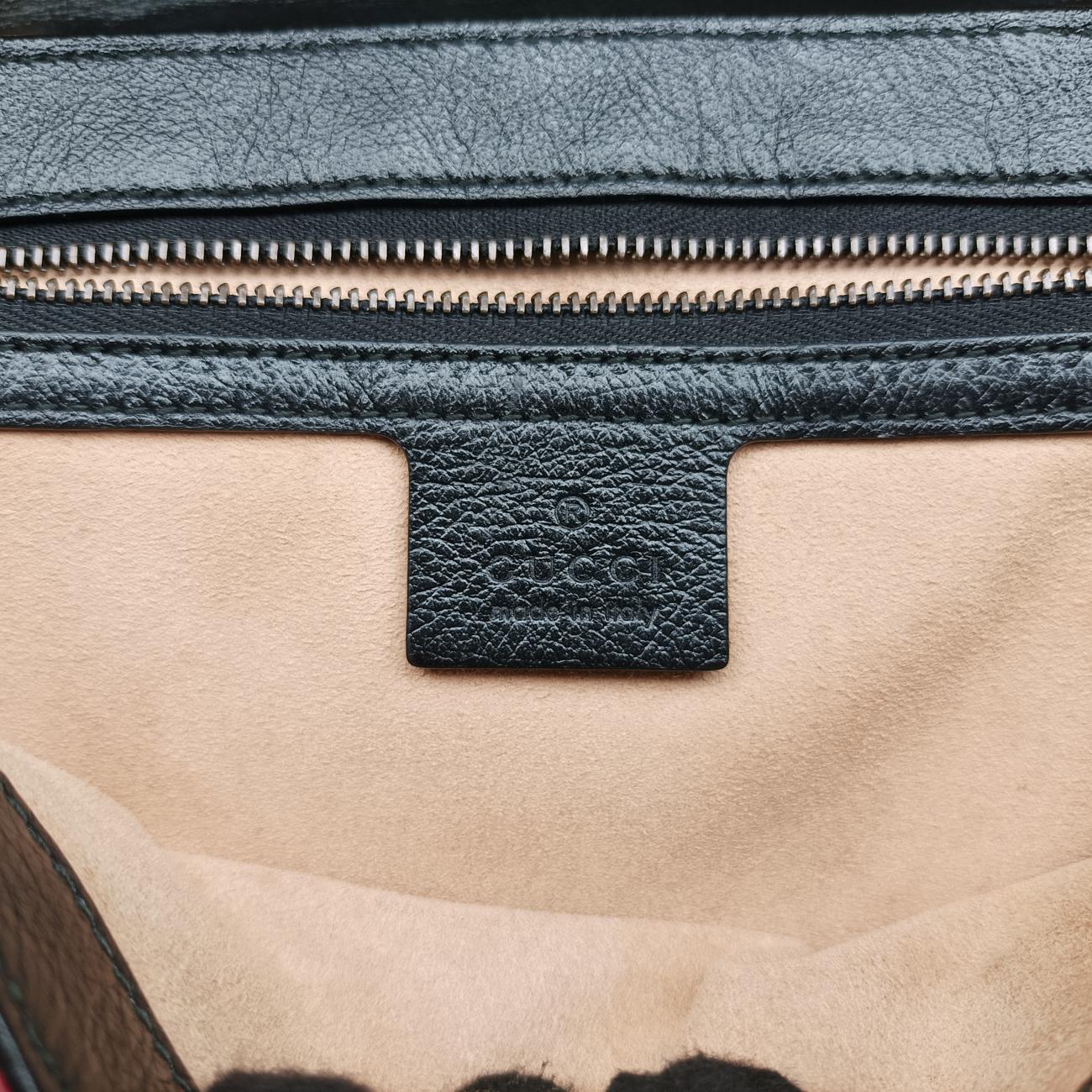 Pre-owned Gucci GG Marmont Black x Beige x Red Leather 443497 shoulderbag | stylenewstar