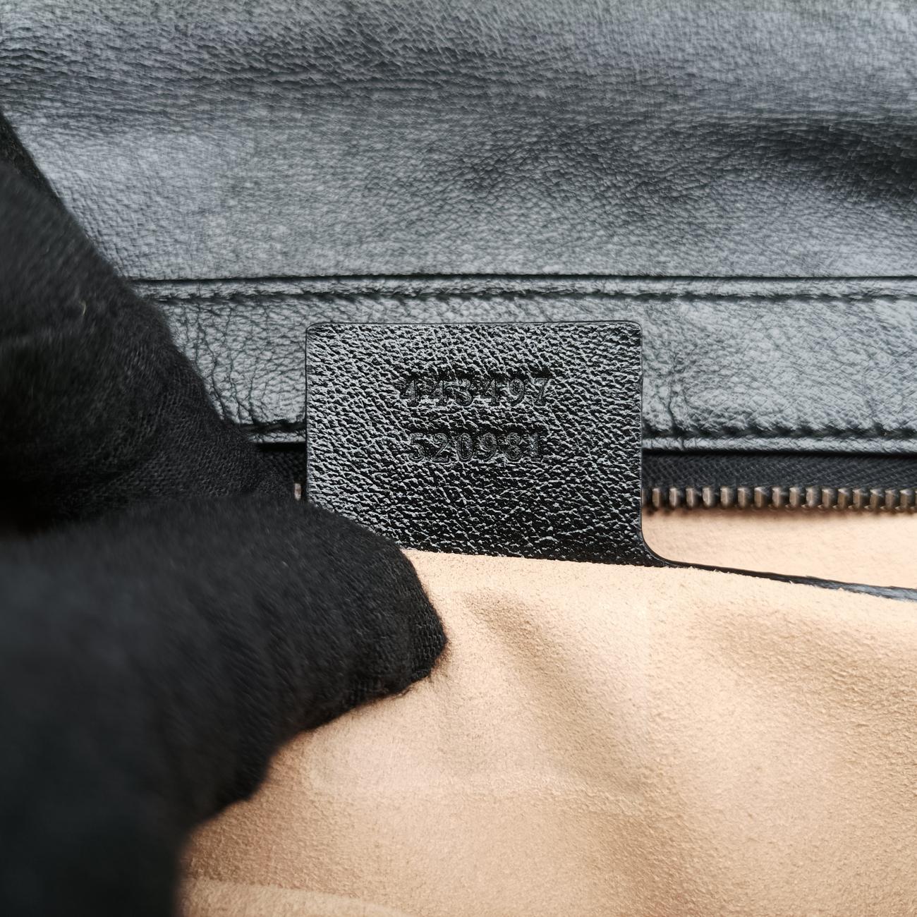 Pre-owned Gucci GG Marmont Black x Beige x Red Leather 443497 shoulderbag | stylenewstar