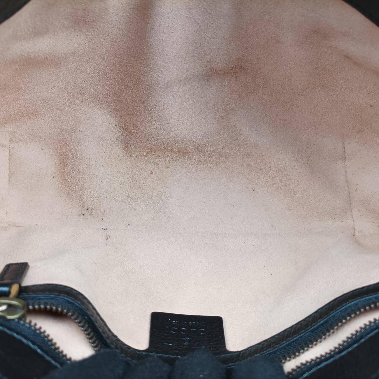 Pre-owned Gucci GG Marmont Black x Beige x Red Leather 443497 shoulderbag | stylenewstar