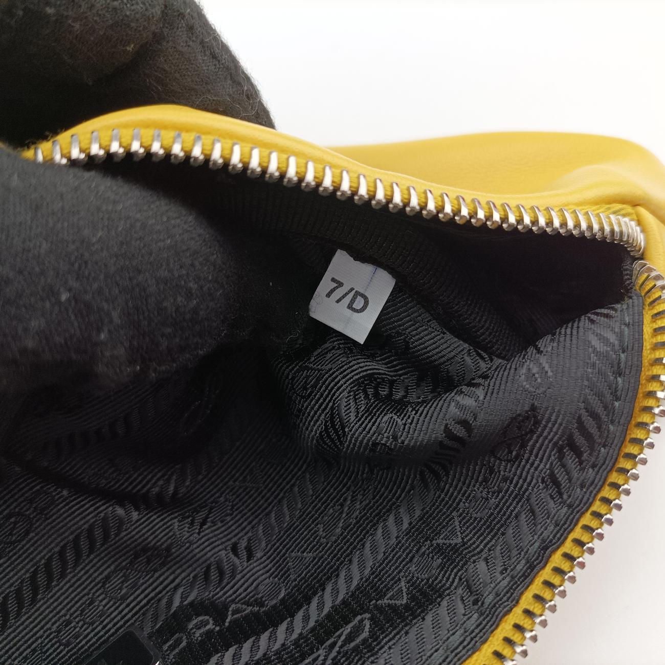 Pre-owned Prada triangle embossed logo Yellow Leather 1BH190 shoulderbag | stylenewstar