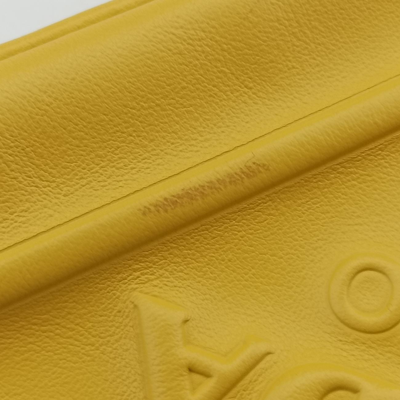 Pre-owned Prada triangle embossed logo Yellow Leather 1BH190 shoulderbag | stylenewstar