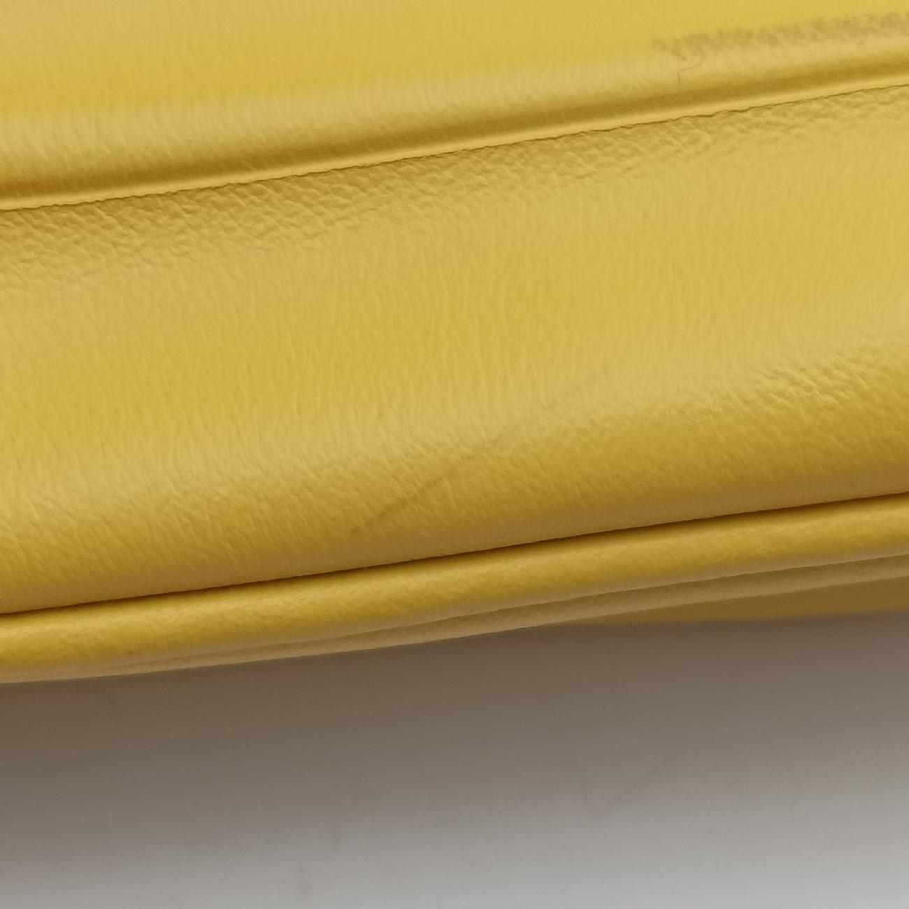Pre-owned Prada triangle embossed logo Yellow Leather 1BH190 shoulderbag | stylenewstar