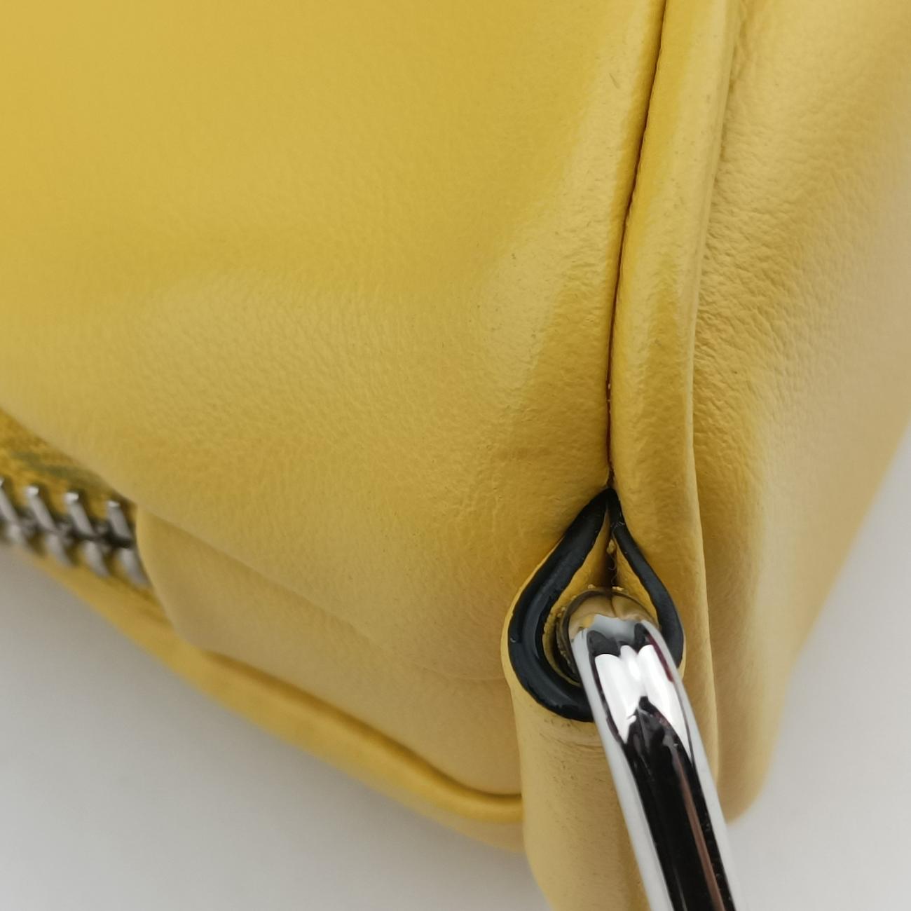 Pre-owned Prada triangle embossed logo Yellow Leather 1BH190 shoulderbag | stylenewstar