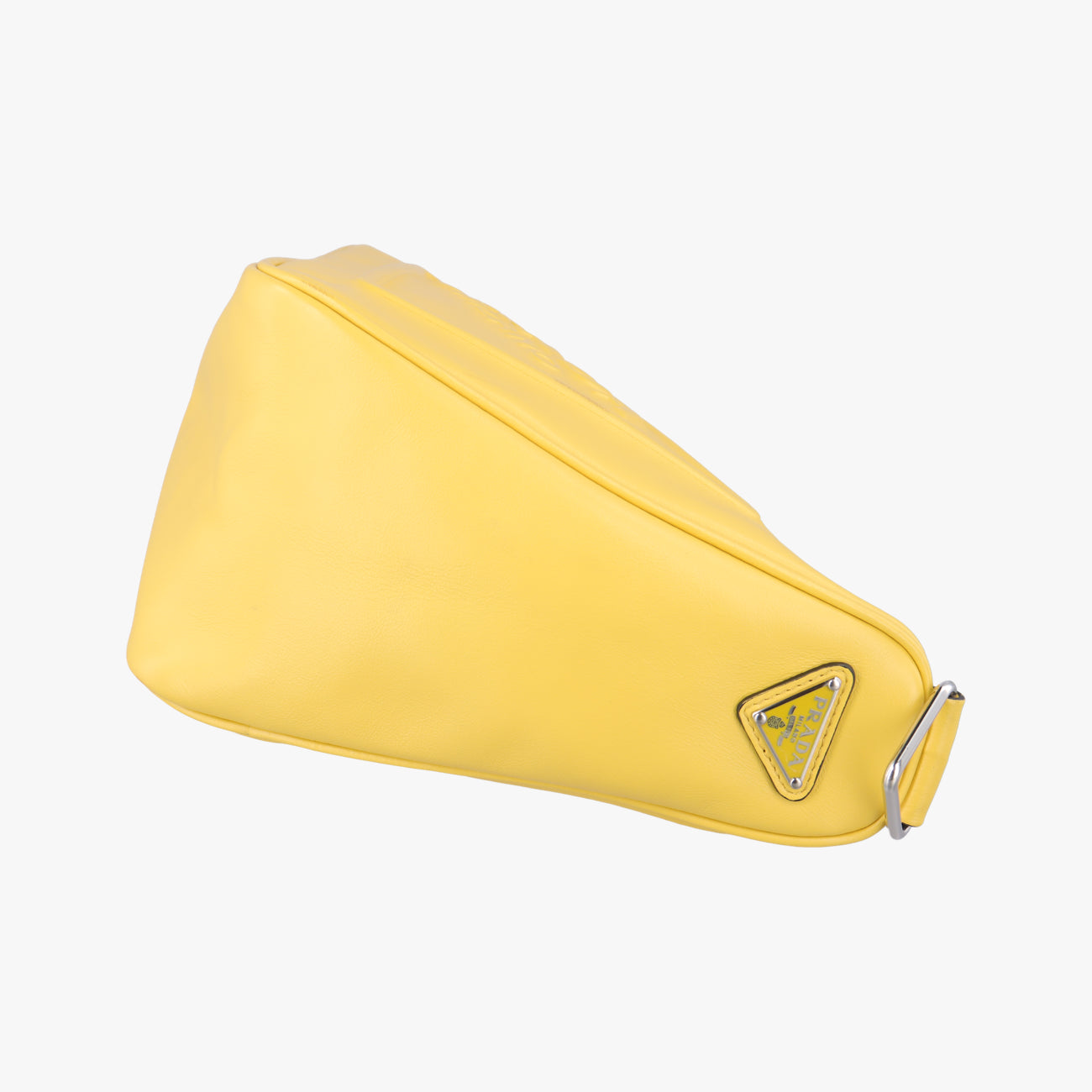 Pre-owned Prada triangle embossed logo Yellow Leather 1BH190 shoulderbag | stylenewstar